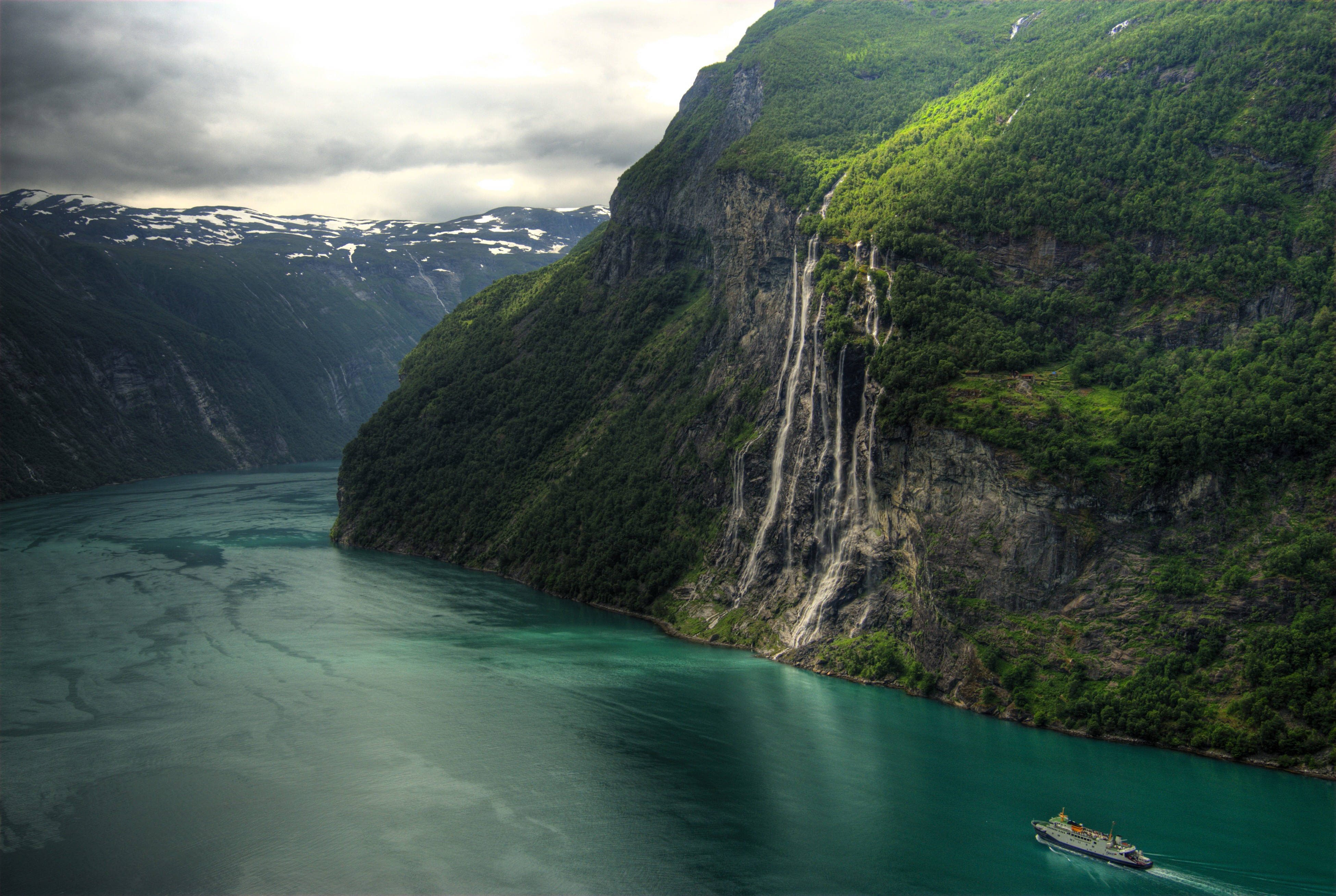 Norway Landscape Waterfall Geiranger Fjord Seven Sisters Waterfall 3900x2616