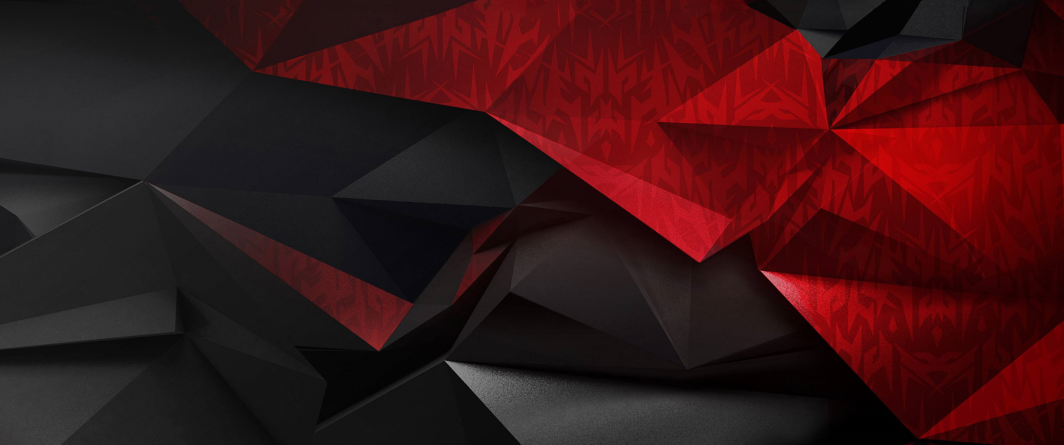 Acer Abstract Red Black Digital Art Geometry 3440x1440