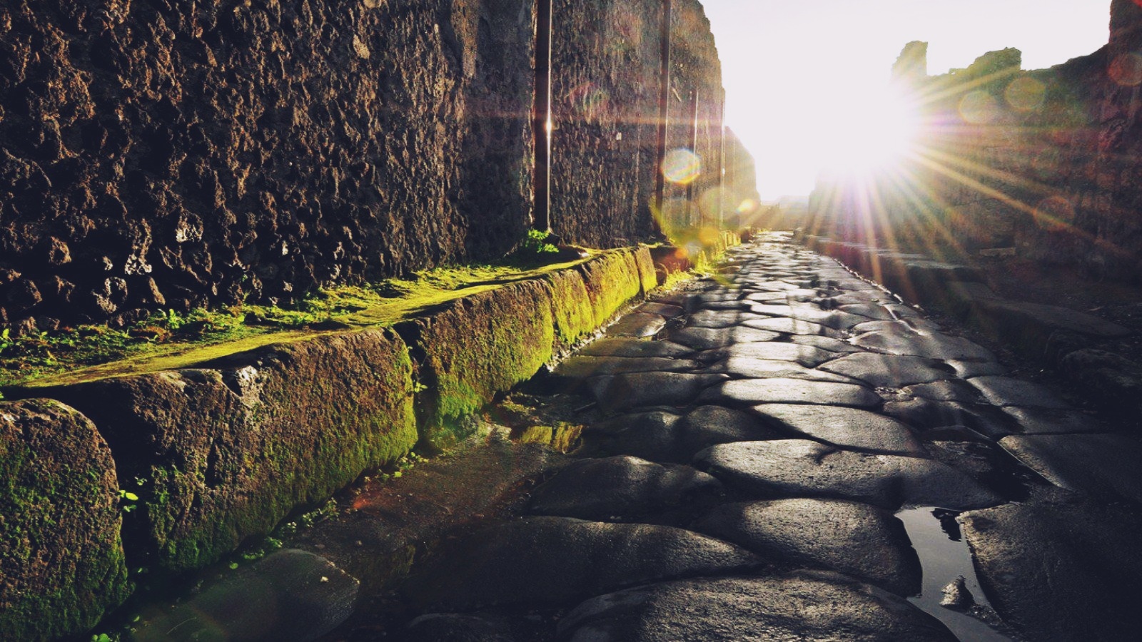 Pompeii Street Campania Italy Sun Sun Rays 1600x900