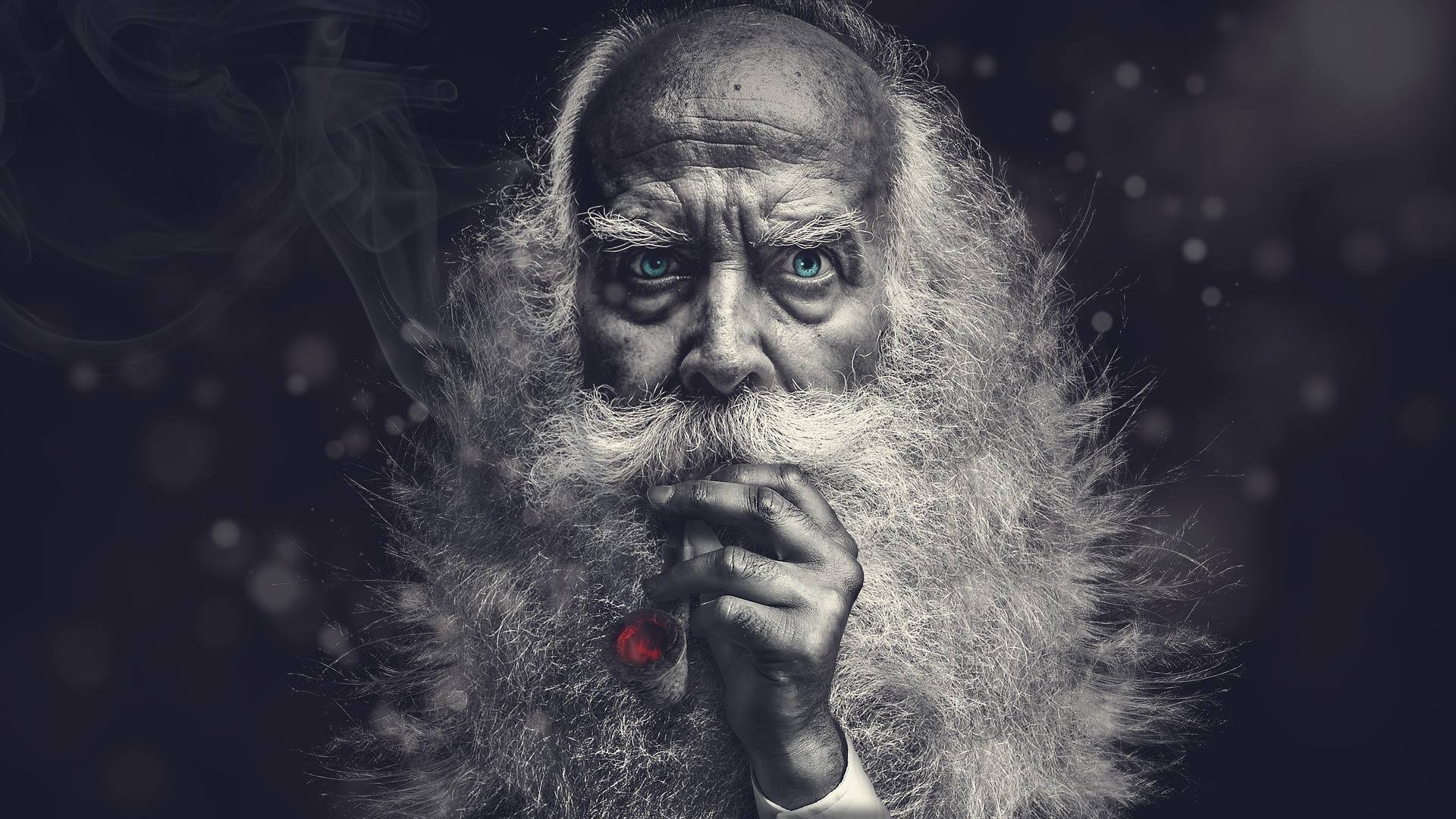 Selective Coloring Old People Beards Men Pipe 1920x1080