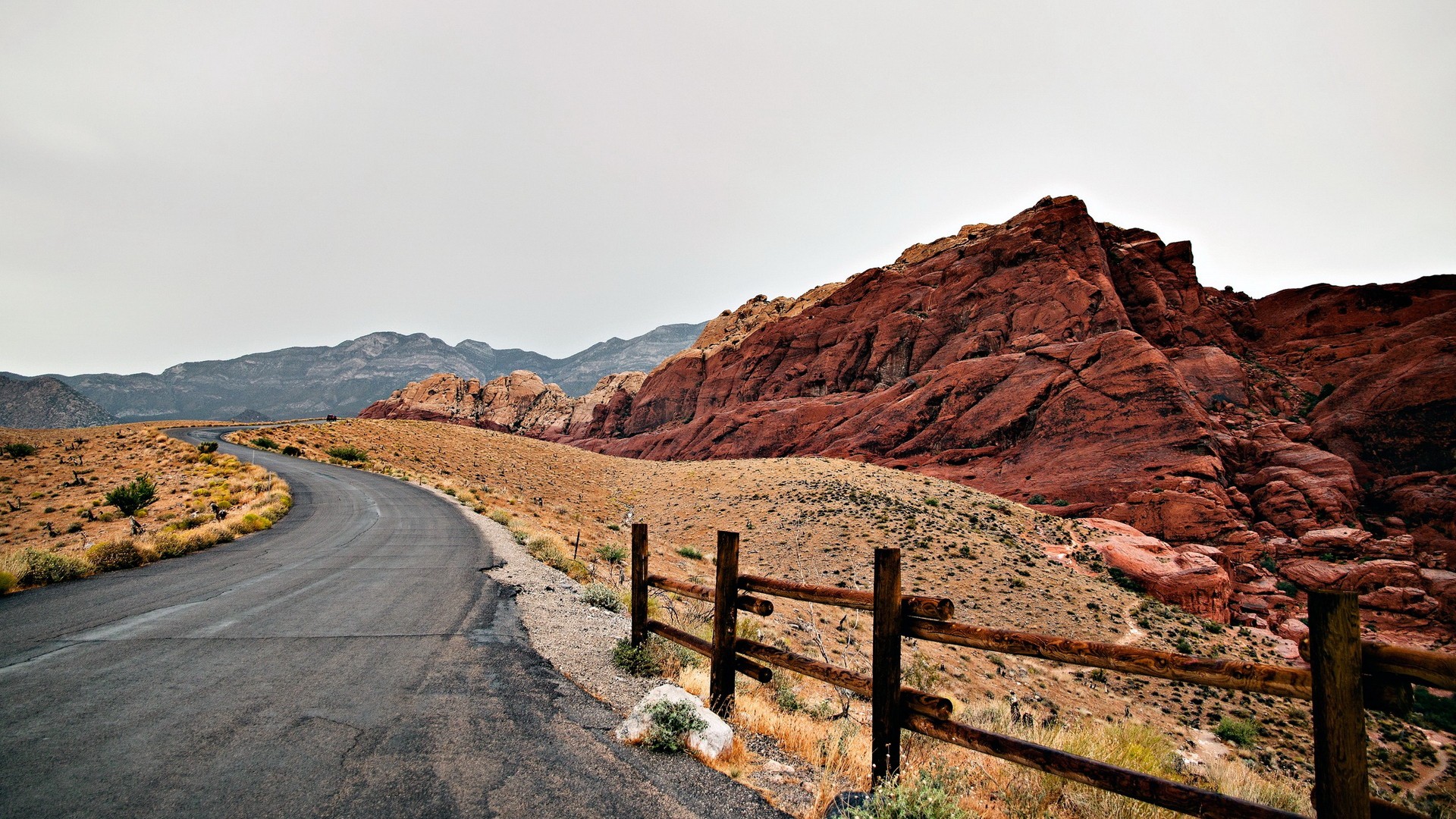 Landscape Road Mountains Badlands Nature Red Rock Canyon 1920x1080