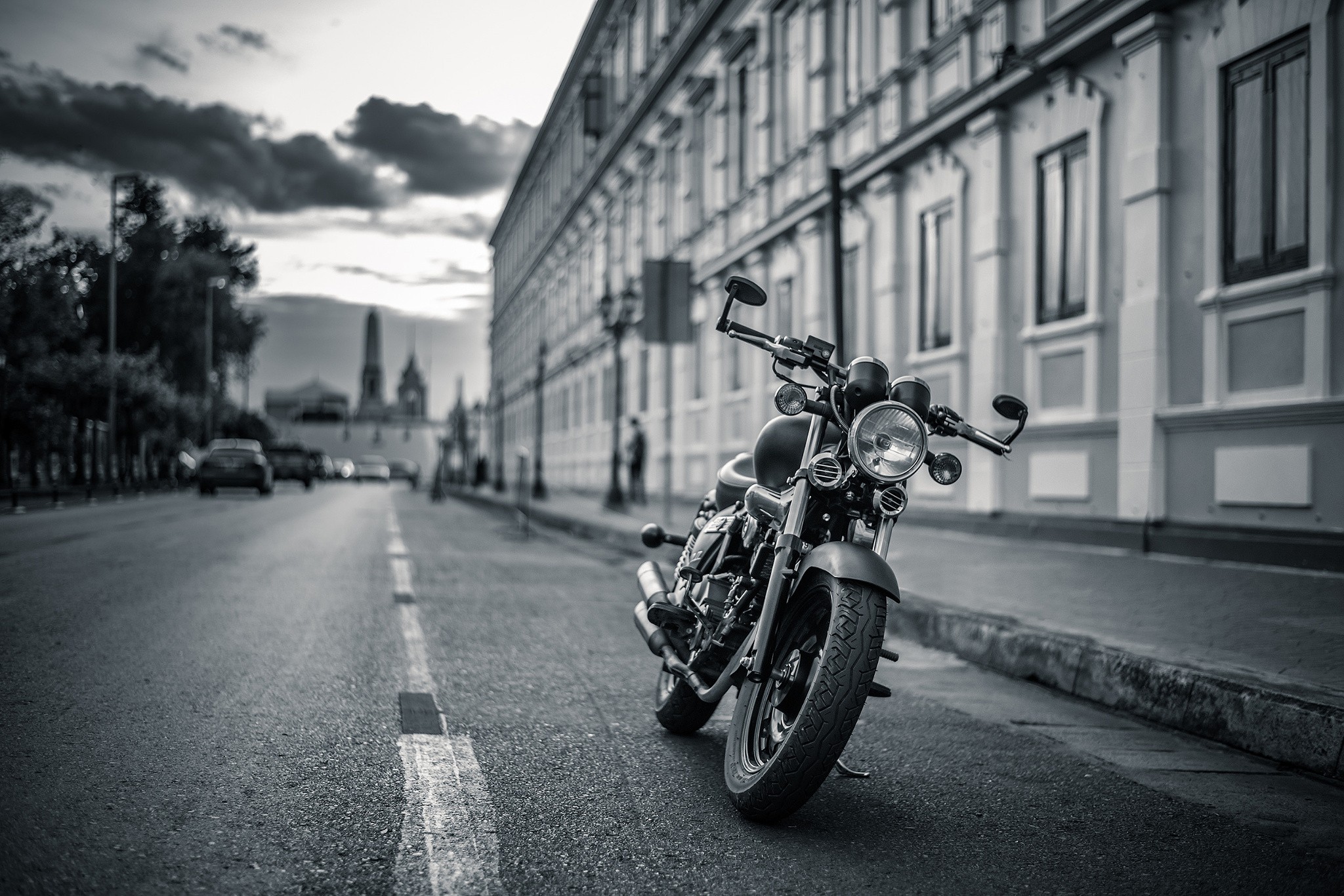 Heavy Bike Harley Davidson Harley Davidson Modified Monochrome Motorcycle 2048x1366