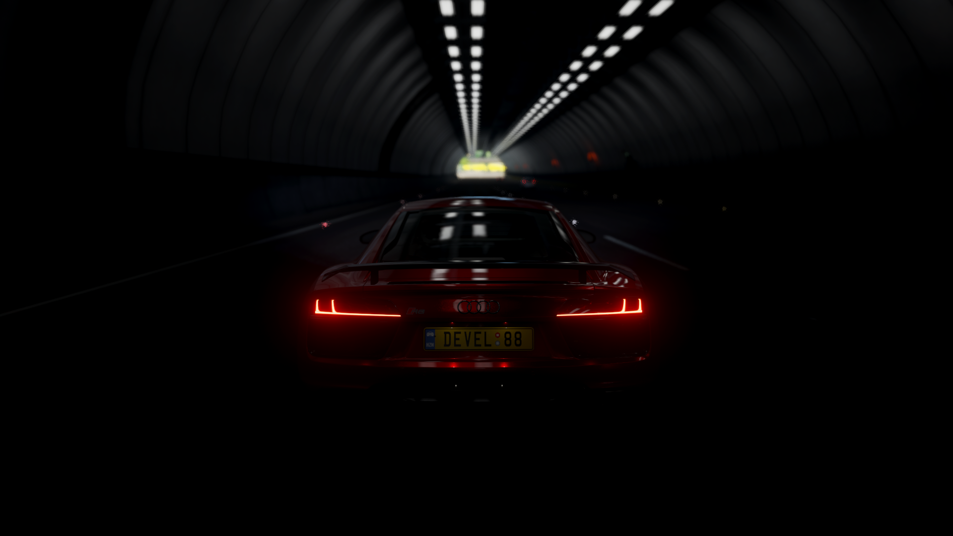 Forza Horizon 4 Audi Audi R8 V10 Dark Car Video Games Screen Shot Audi R8 Type 4S Rear View Tunnel T 1920x1080