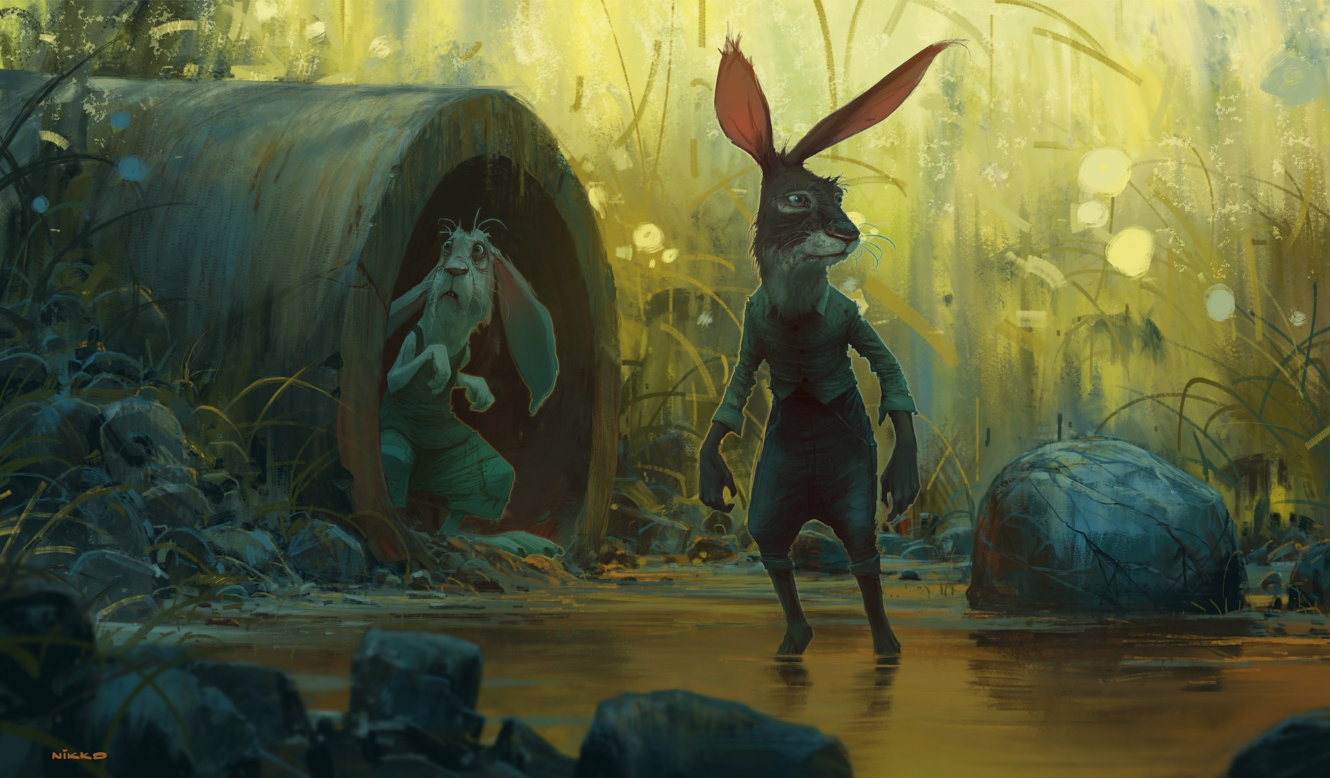Artwork Nikolai Lockertsen Rabbits Science Fiction 1920x1123