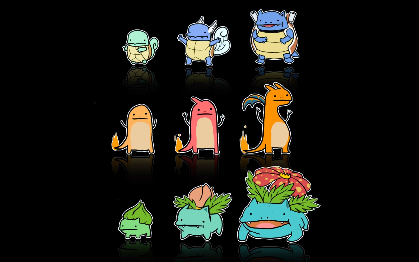 Squirtle Pokemon Wartortle Pokemon Blastoise Pokemon Charmander Pokemon Charmeleon Pokemon Charizard 1440x900