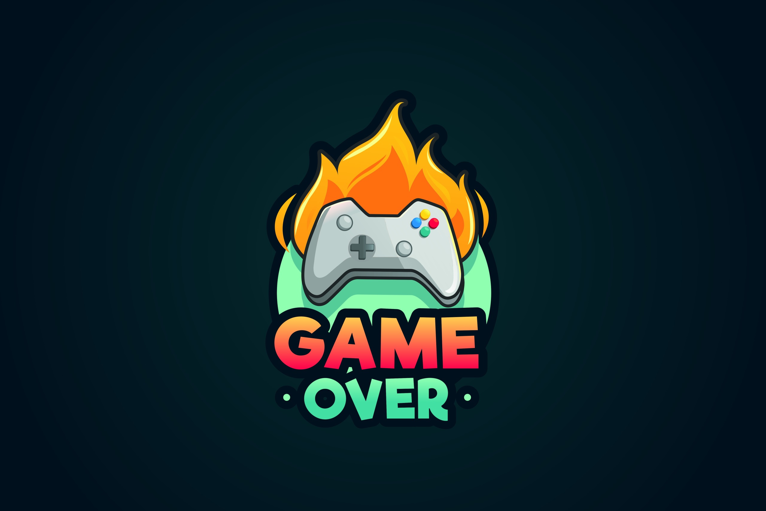 GAME OVER Minimalism Controllers Simple Background Video Games 2560x1707