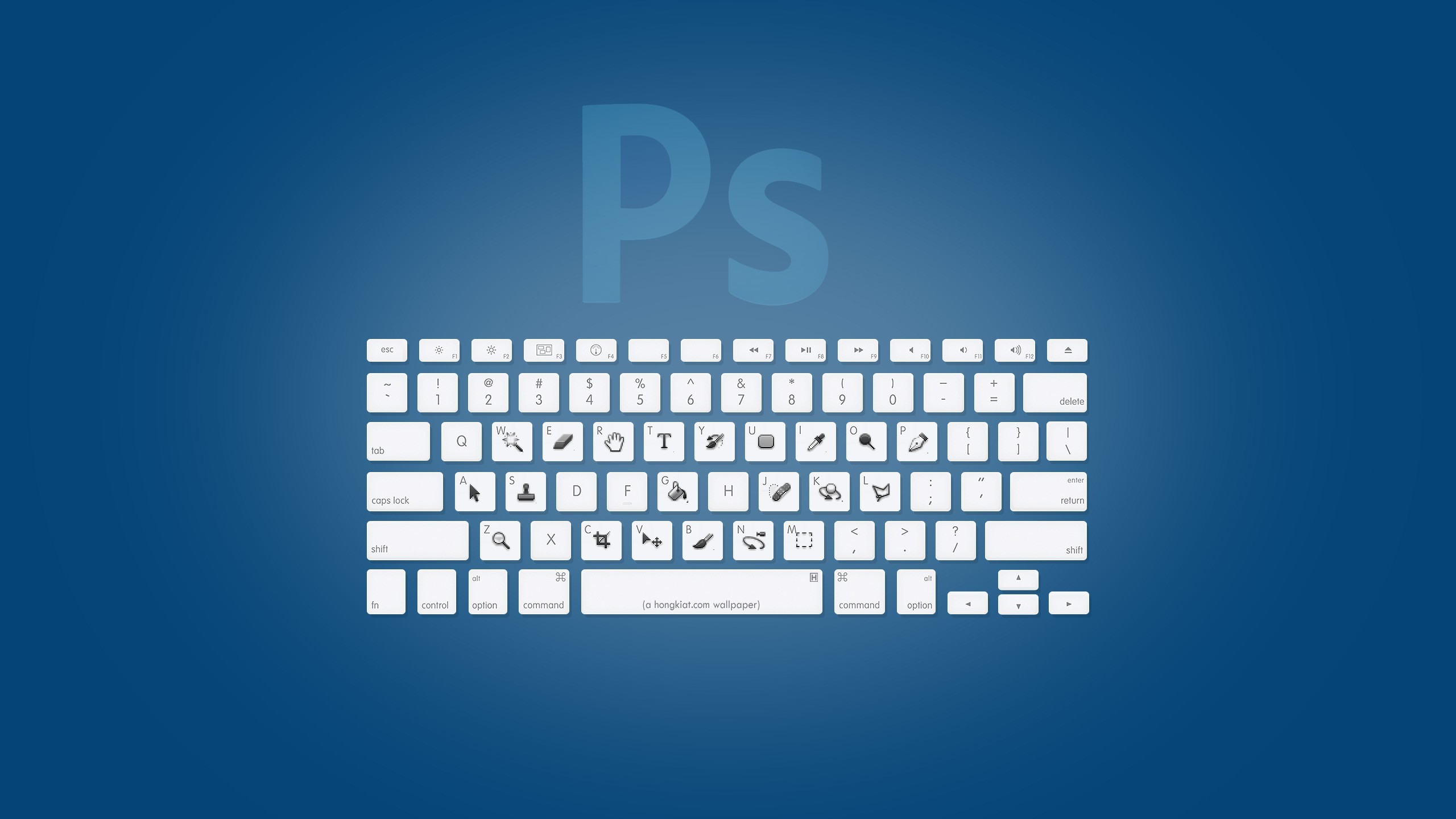 Adobe Photoshop Blue Keys Keyboards Blue Background 2560x1440
