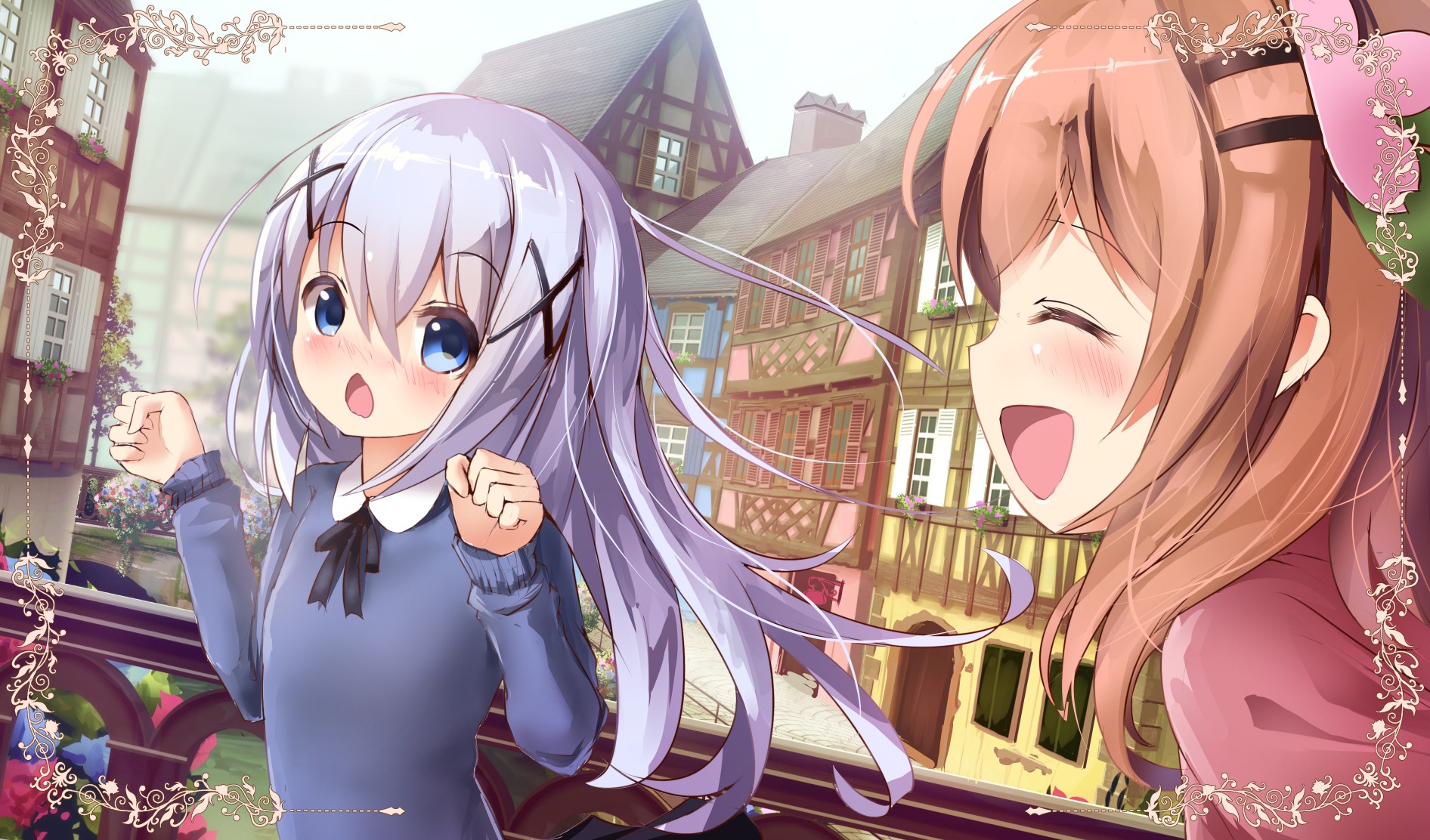 Anime Girls Anime Gochuumon Wa Usagi Desu Ka Hoto Kokoa Kafuu Chino 1892x1112