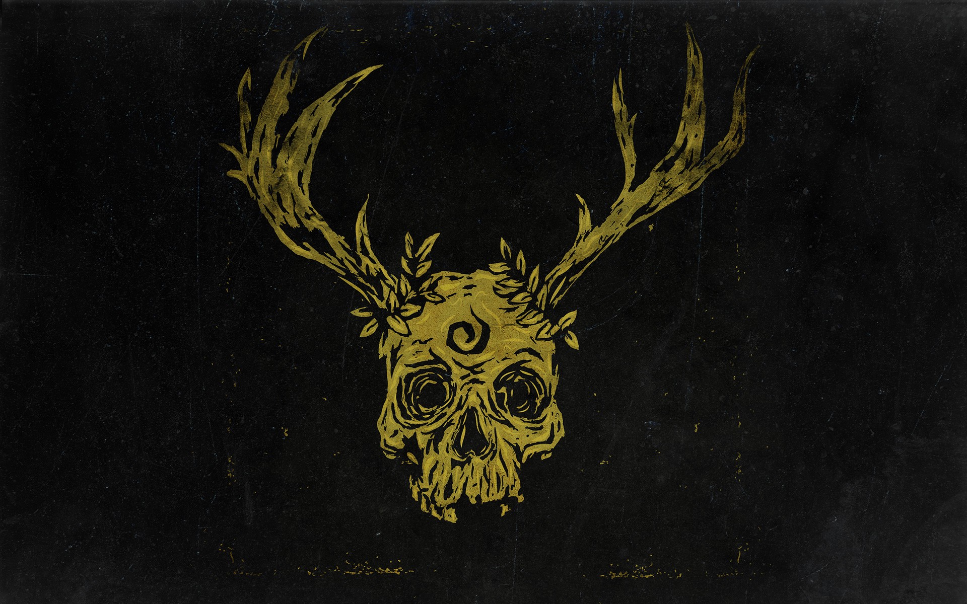 Skull Minimalism Black Background Fantasy Art Deer Dark Artwork True Detective 1920x1200