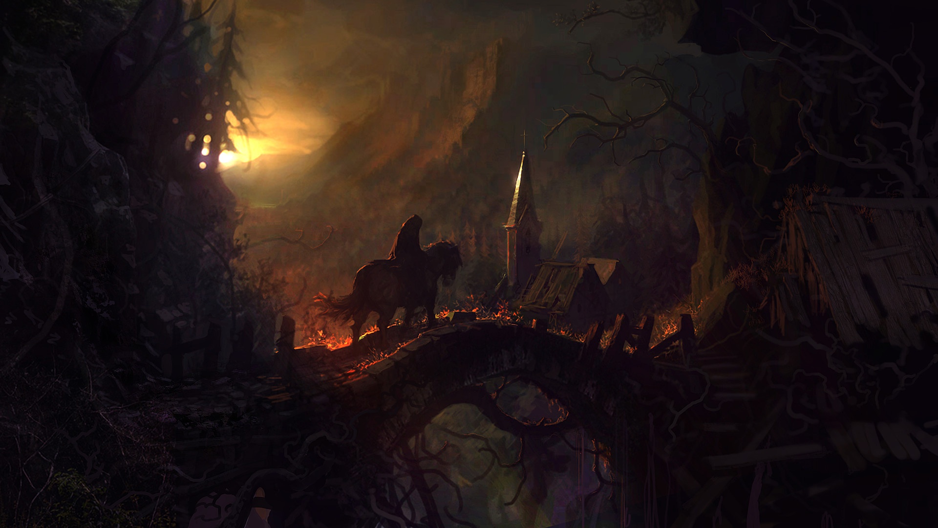 Castlevania Lords Of Shadow Castlevania Sunset Forest Church 1920x1080