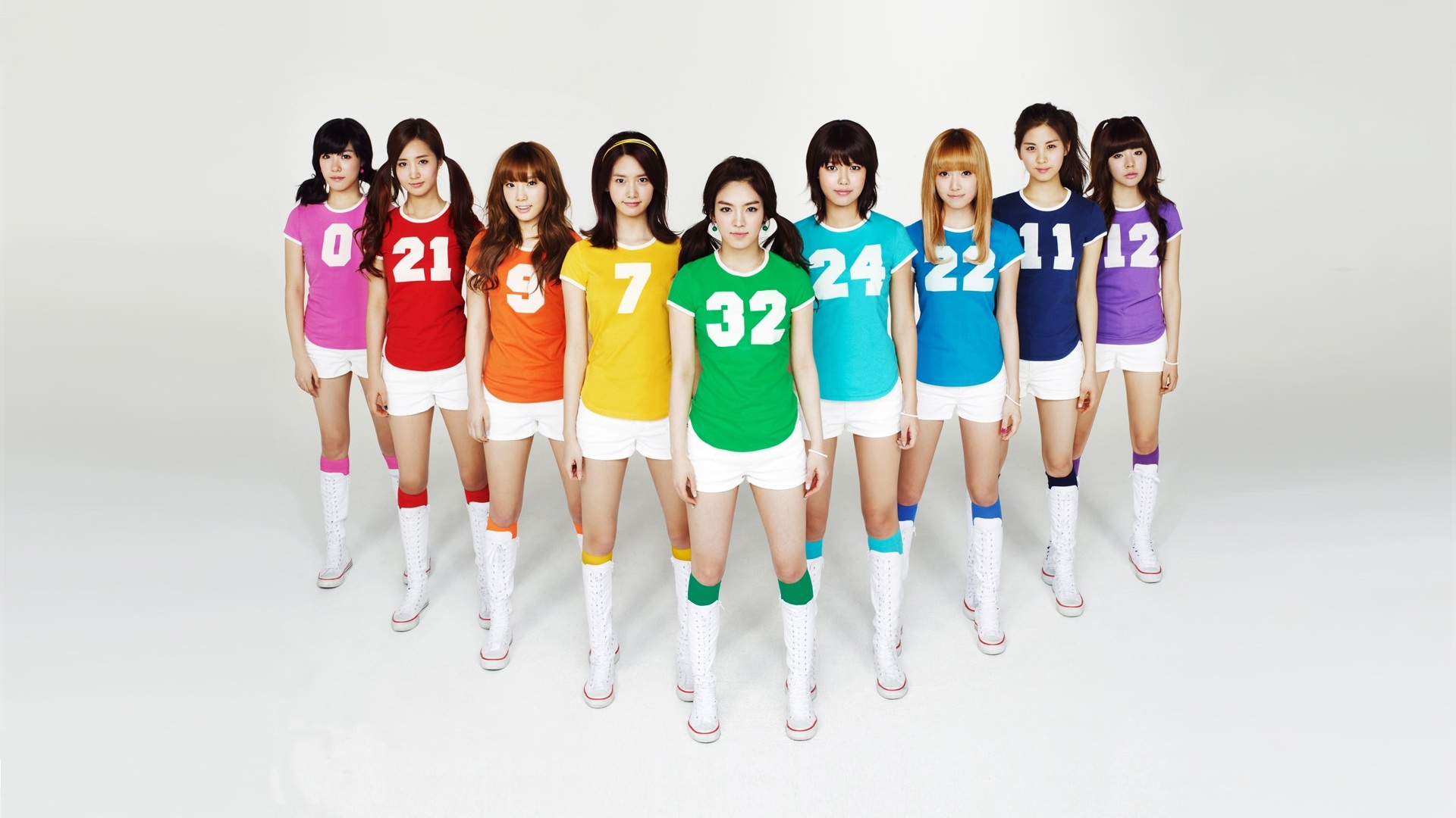 K Pop Girls Generation Asian Korean Women Colorful SNSD Brunette Women White Shoes Shorts T Shirt Nu 1920x1080