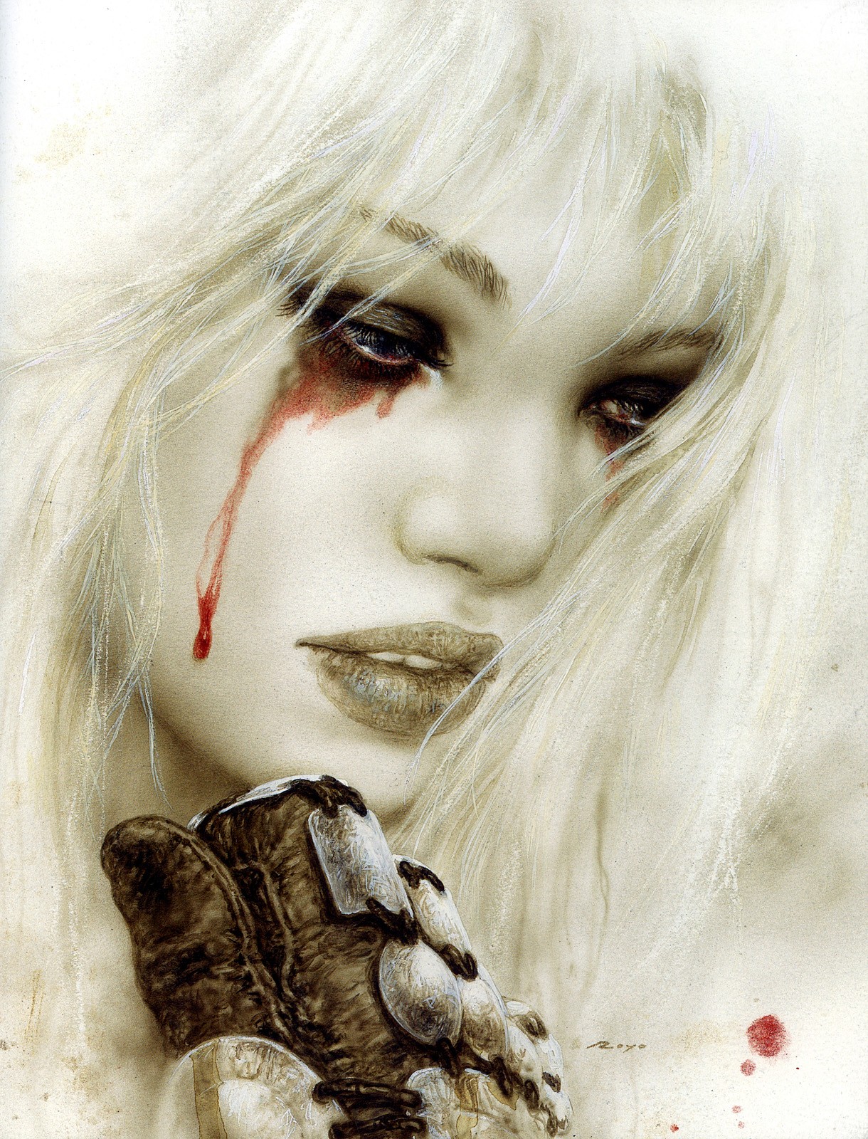 Luis Royo Fantasy Art Women Crying Sadness Malefic Time Gloves 1220x1600