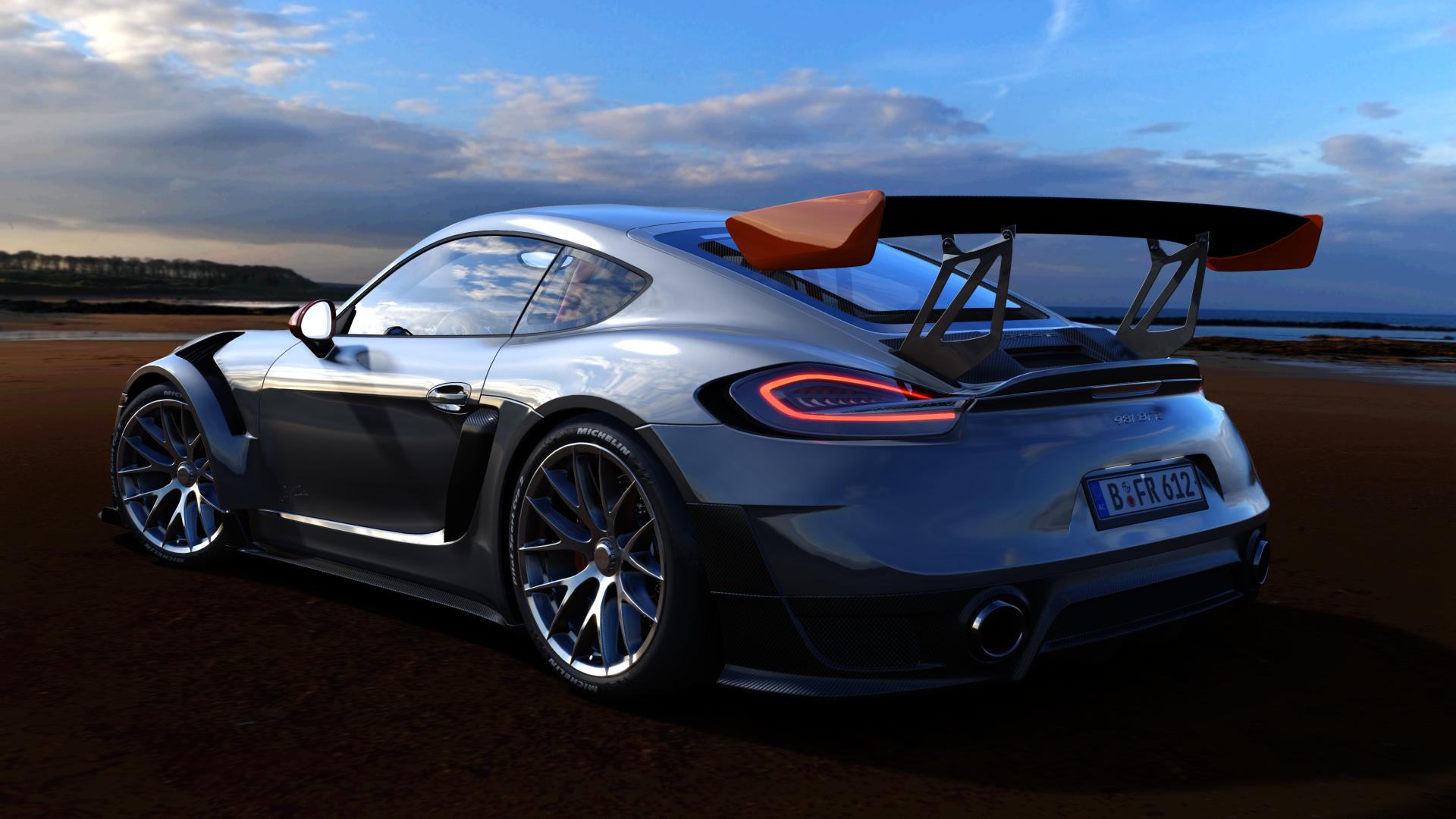 Porsche Cayman Porsche 918 Cayman German Cars Chrome Reflection Reflects Assetto Corsa Porsche Vehic 1920x1080