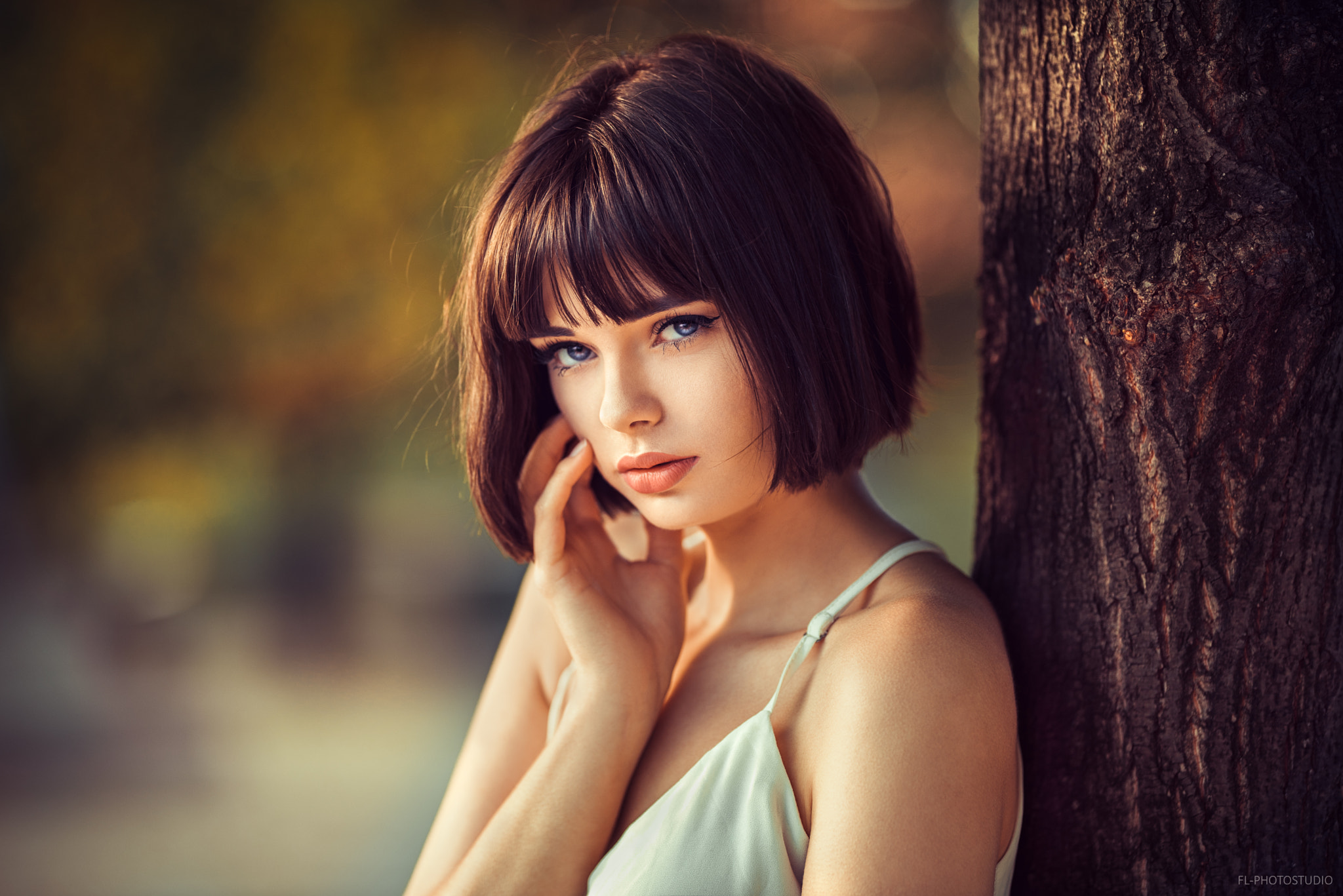 Women Face Blue Eyes Portrait Depth Of Field Women Outdoors Lods Franck Brunette Short Hair Marie 50 2048x1367