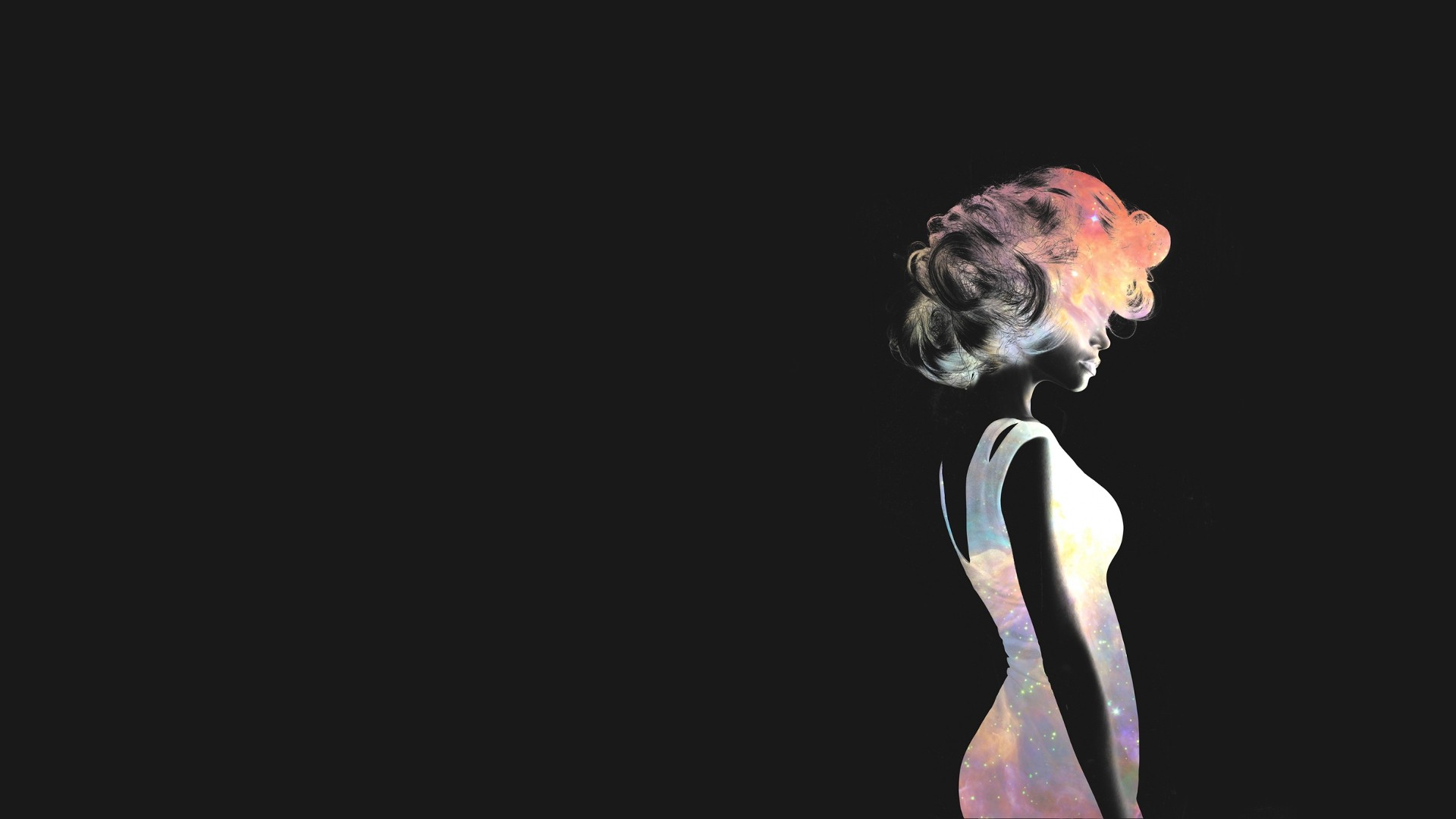 Space Negative Hair Double Exposure Effects 1920x1080