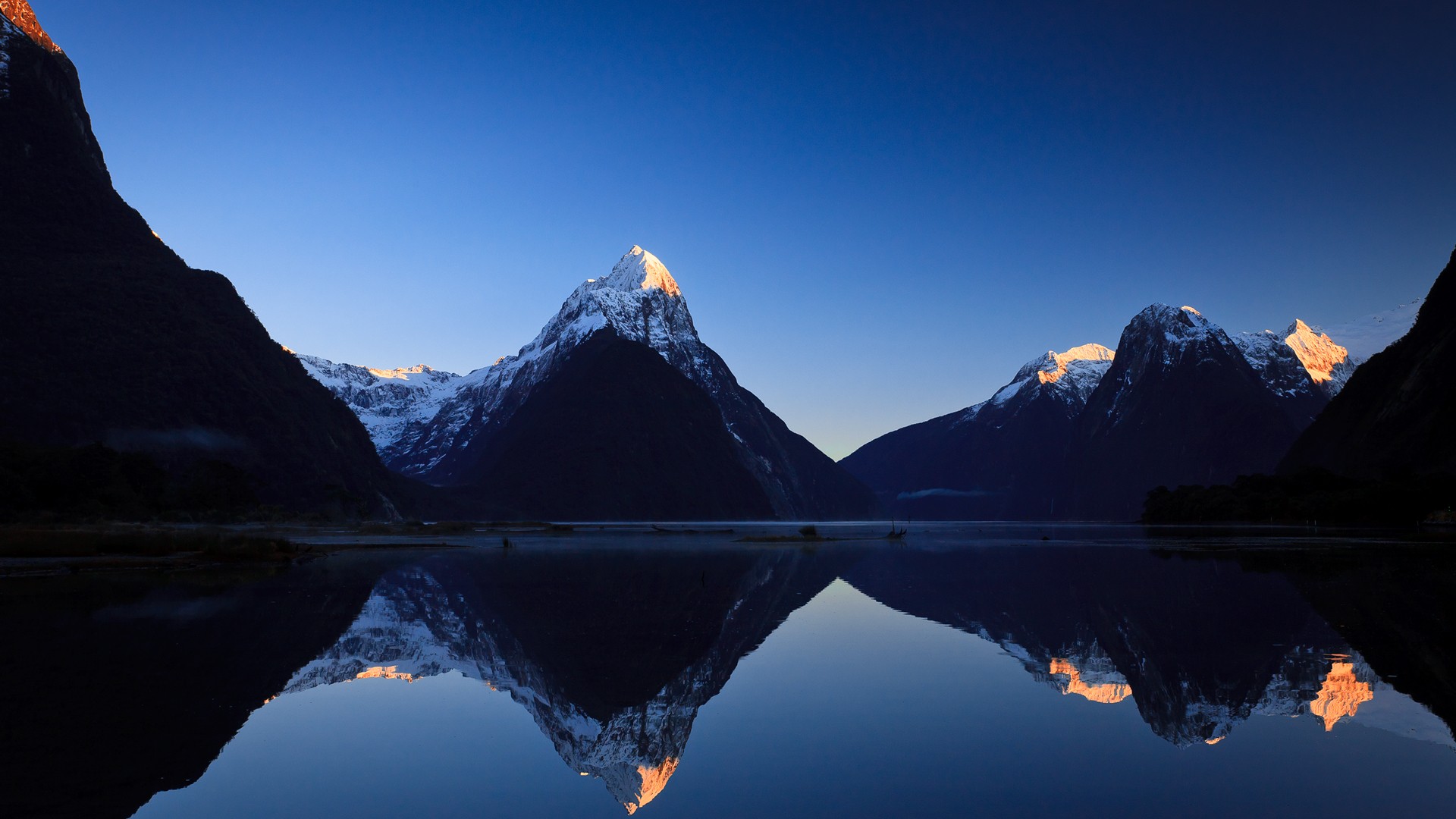 Mountains Milford Sound New Zealand Fjord Nature 1920x1080