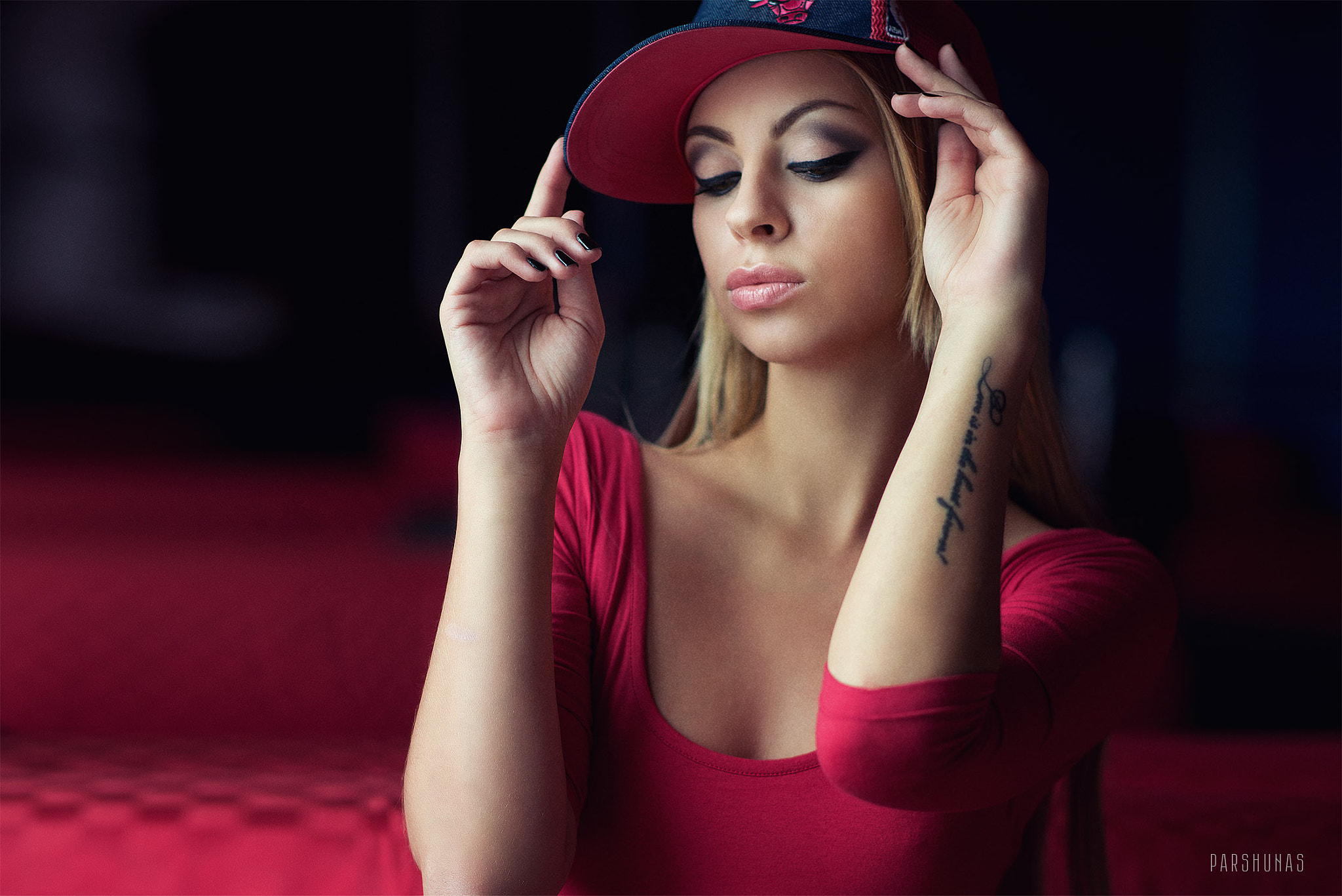 Women Anton Parshunas Baseball Caps Smoky Eyes Tattoo 2048x1367