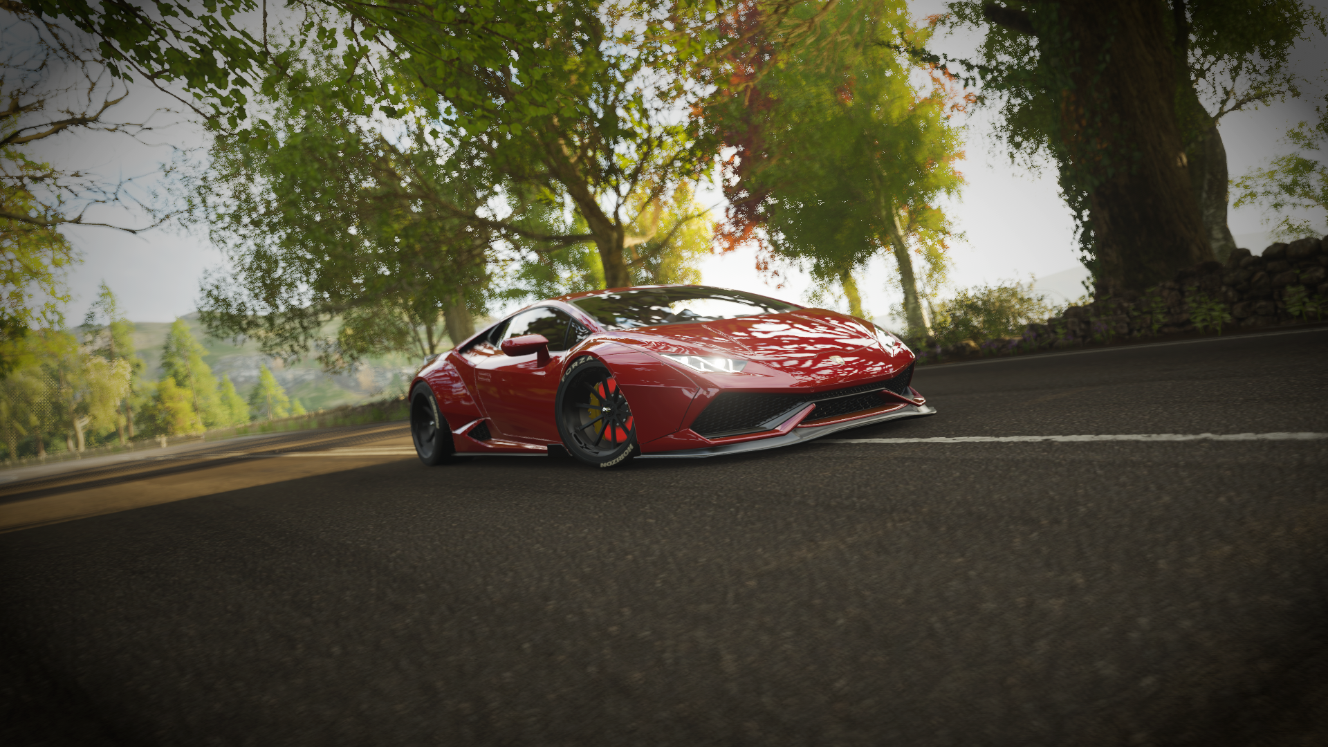 Huracan Forza Horizon 4 Car LibertyWalk Red Cars Road Video Games Screen Shot 1920x1080