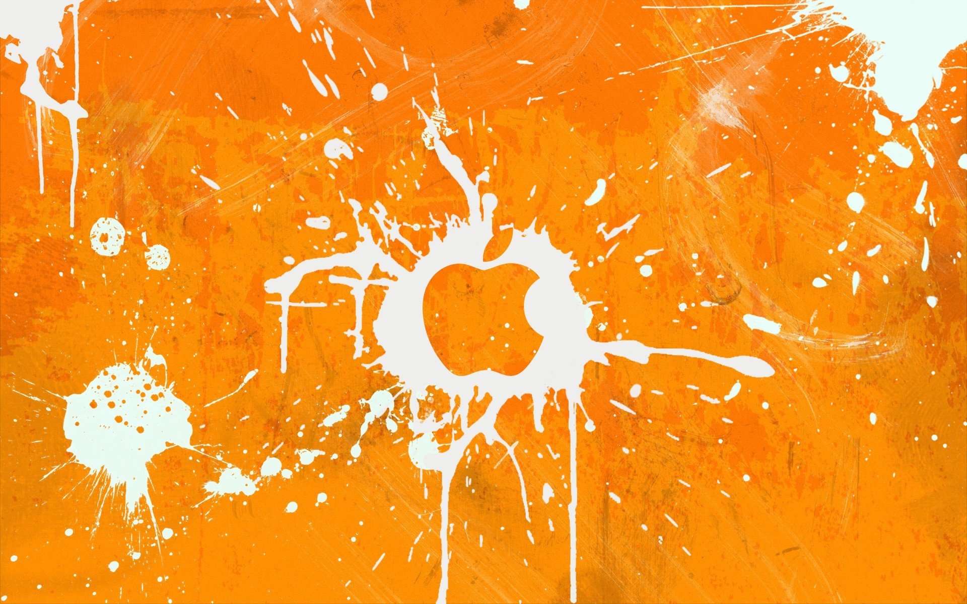 Apple Inc Paint Splatter Logo Orange Background Digital Art 1920x1200