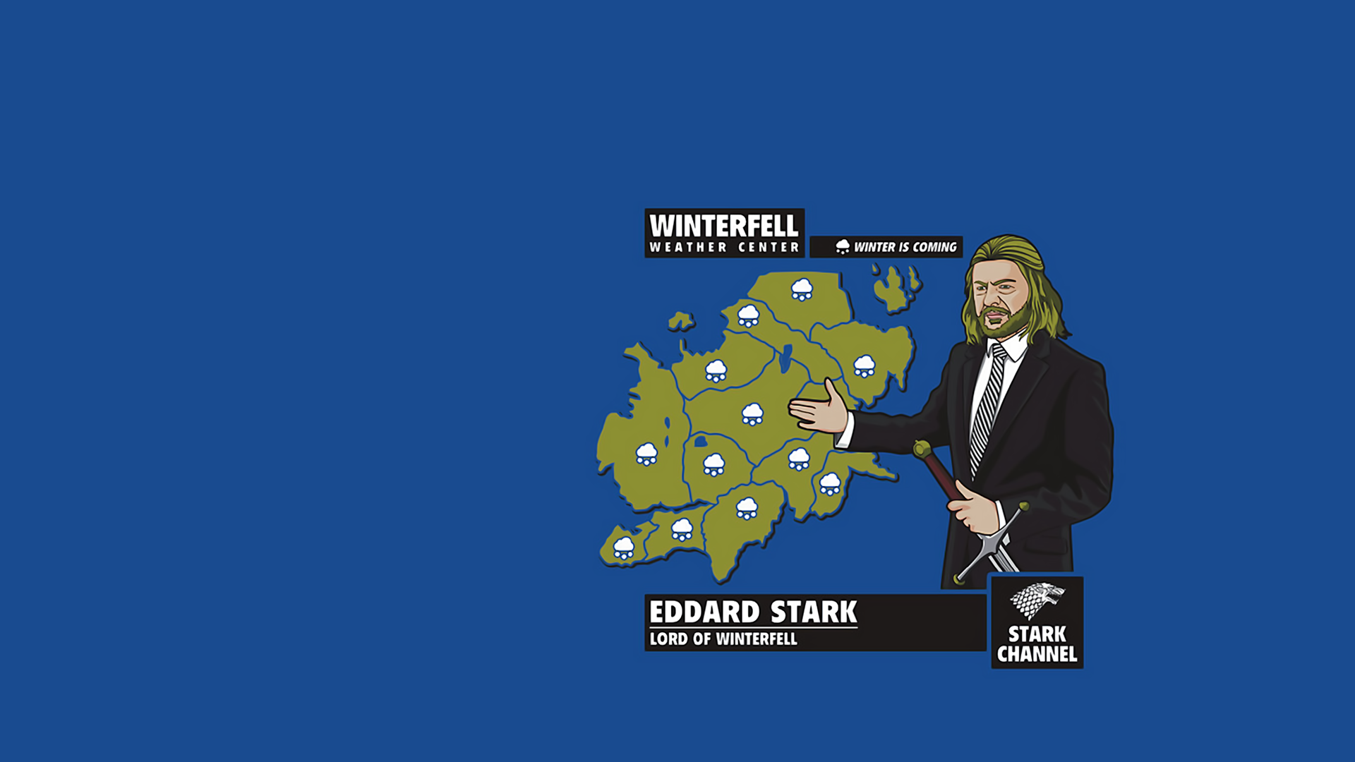 Humor Ned Stark Winterfell Blue Background 1920x1080