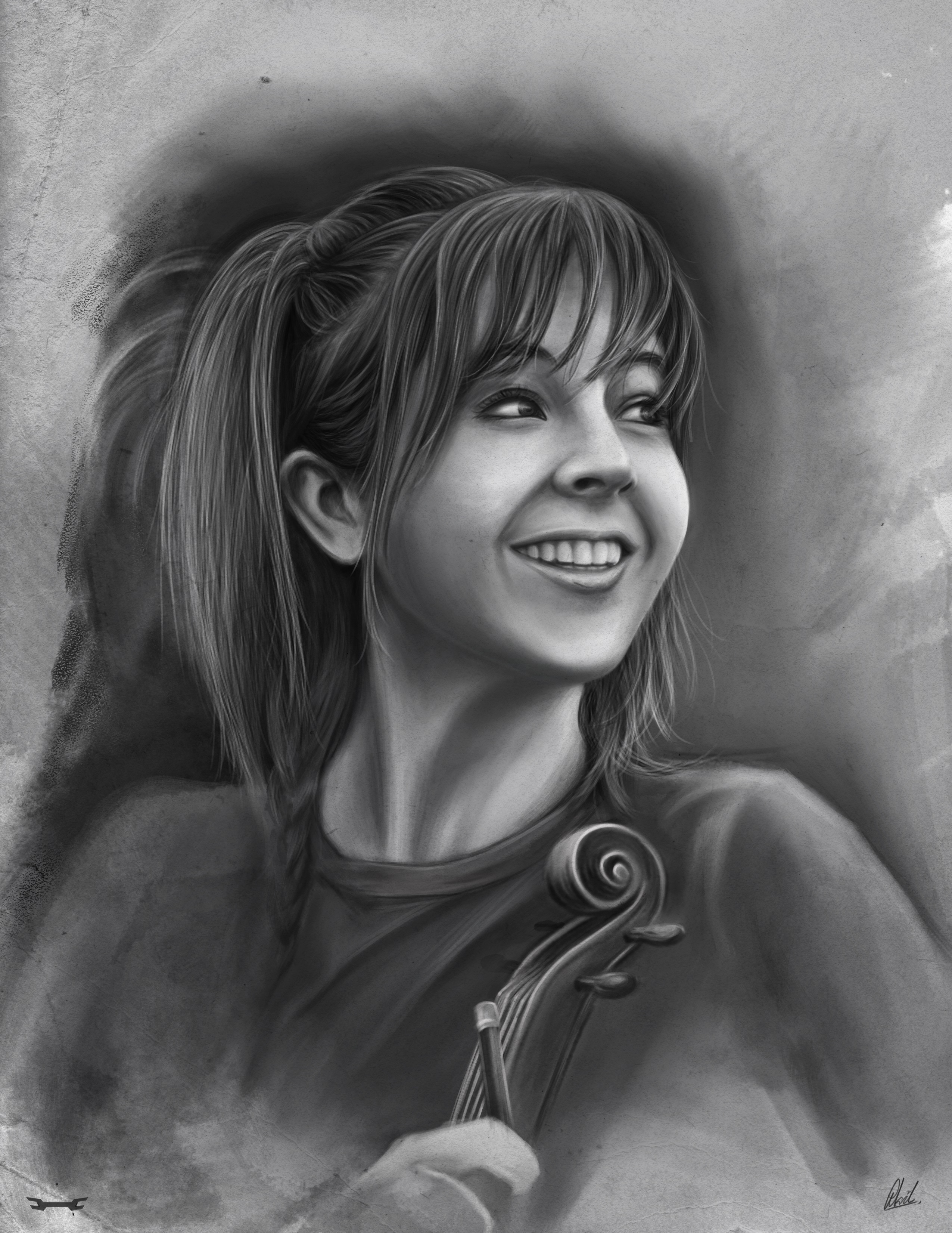 Digital Digital Art Painting Drawing Lindsey Stirling Shafeek Akil Portrait Celebrity 2550x3300