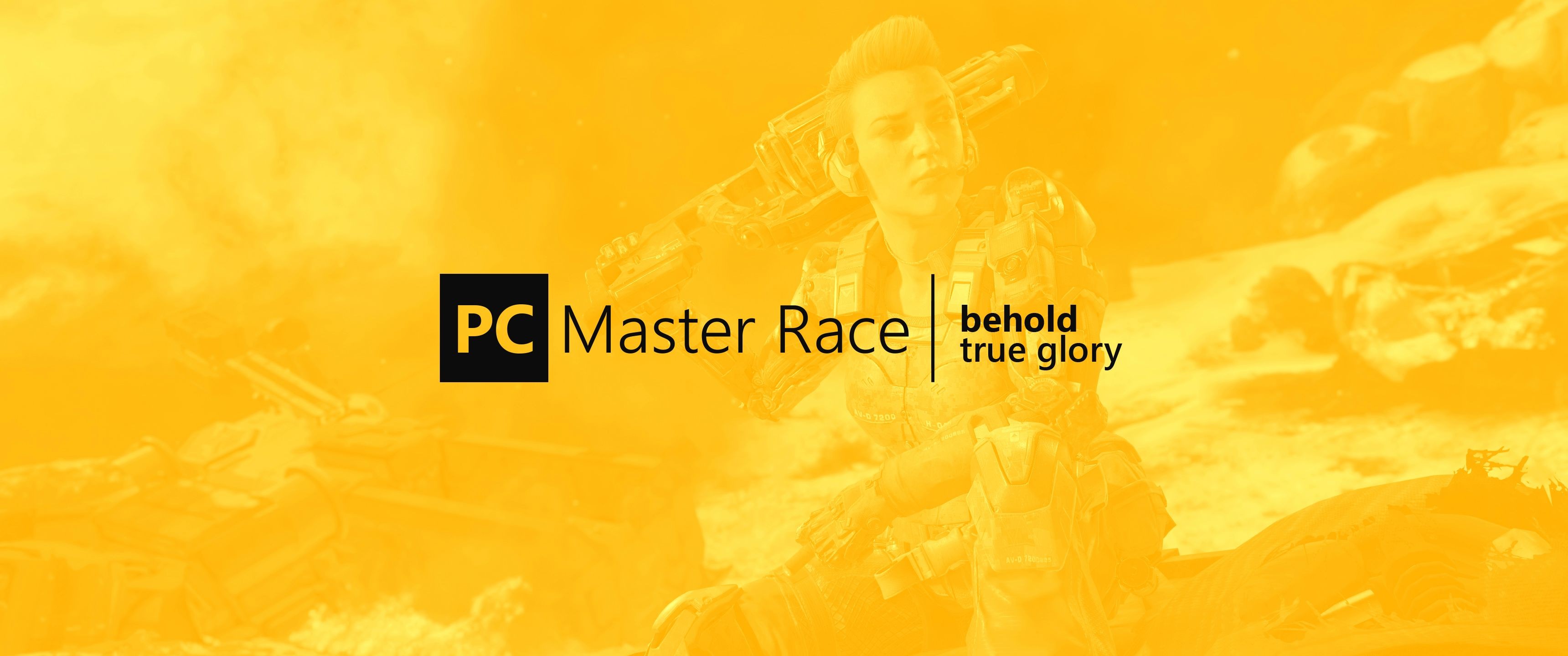 PC Gaming PC Master Race Yellow Background 3440x1440