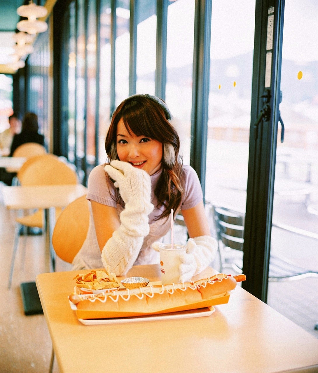 Sasaki Nozomi Asian Visual Young Jum Cafeteria Hot Dogs Brunette 1090x1280
