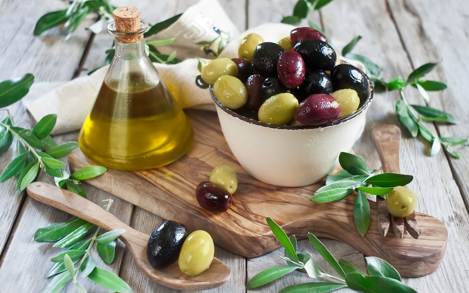 Food Olives Spoon Olive Oil 1920x1200