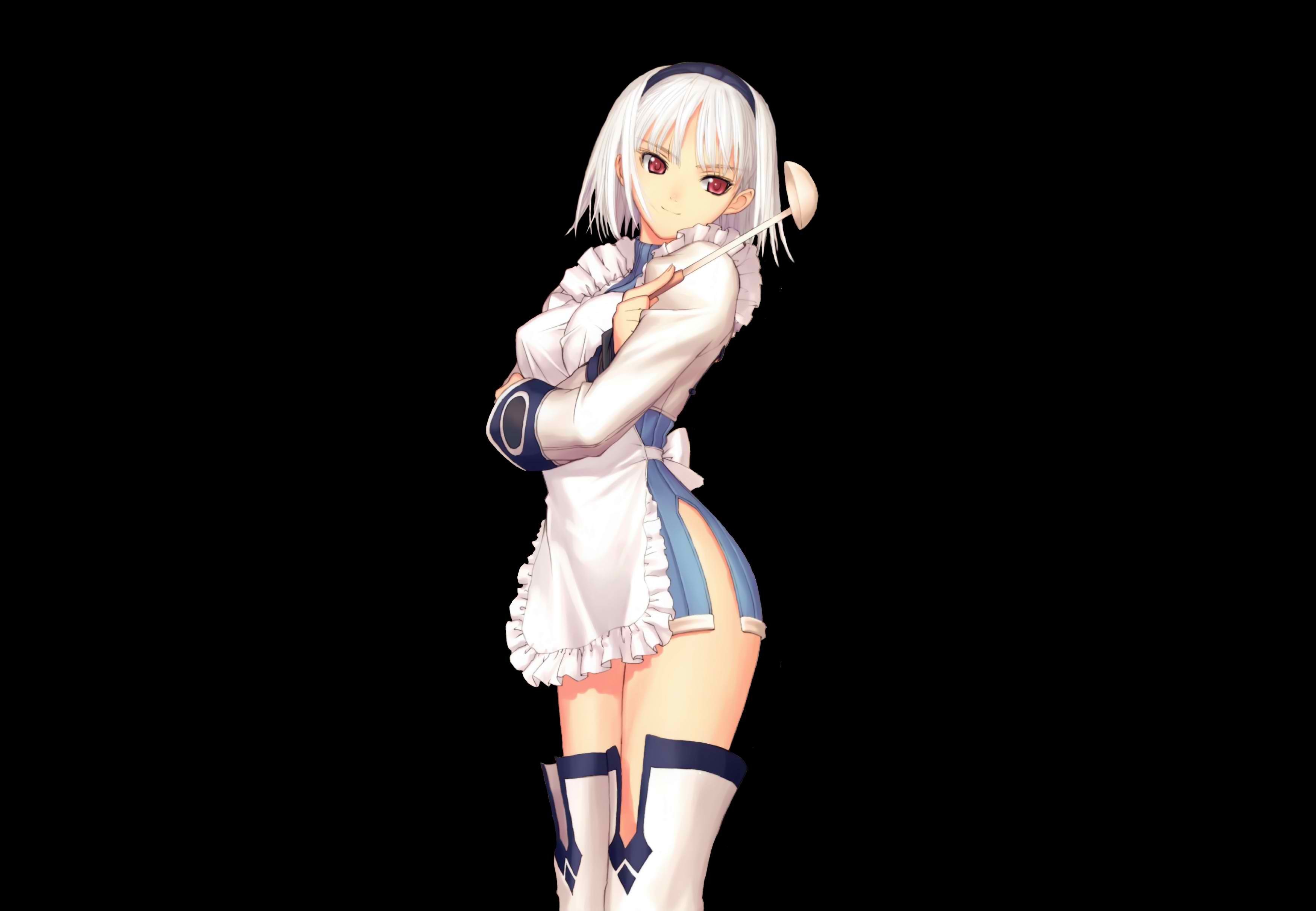 White Hair Red Eyes Anime Girls Short Hair Soft Shading Blanc Neige 3500x2423