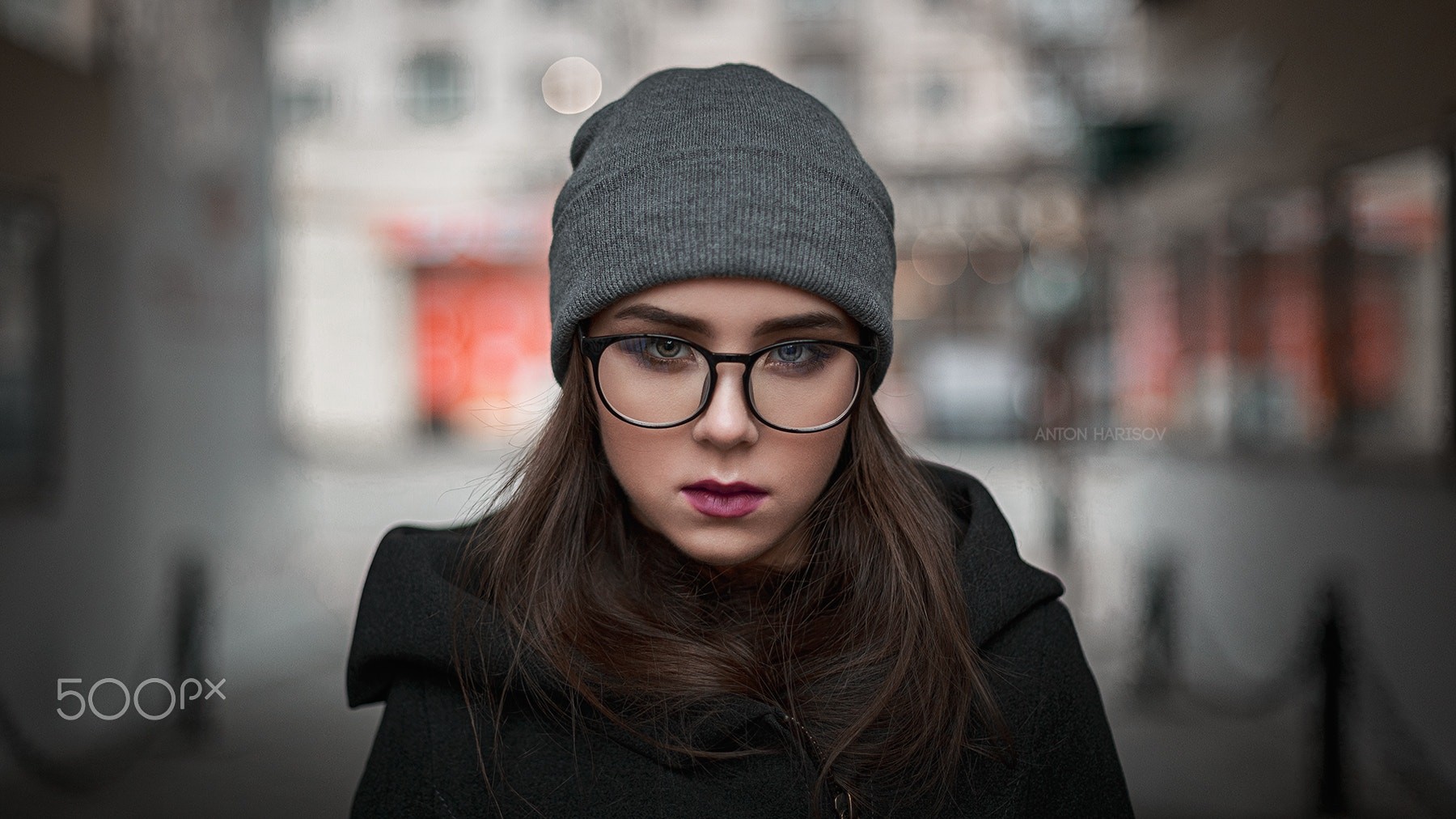 Anton Harisov Urban Women Outdoors Women With Glasses Glasses Women Elena Borisova Coats 500px 1800x1012
