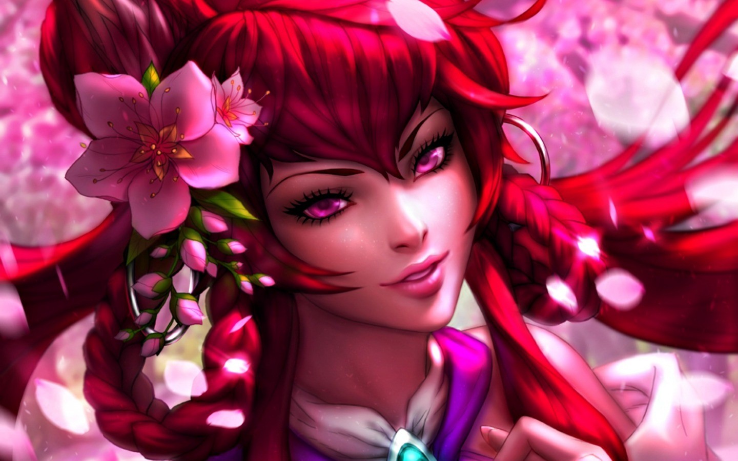 Anime Redhead Michelle Hoefener Anime Girls Flowers Artwork 1440x900