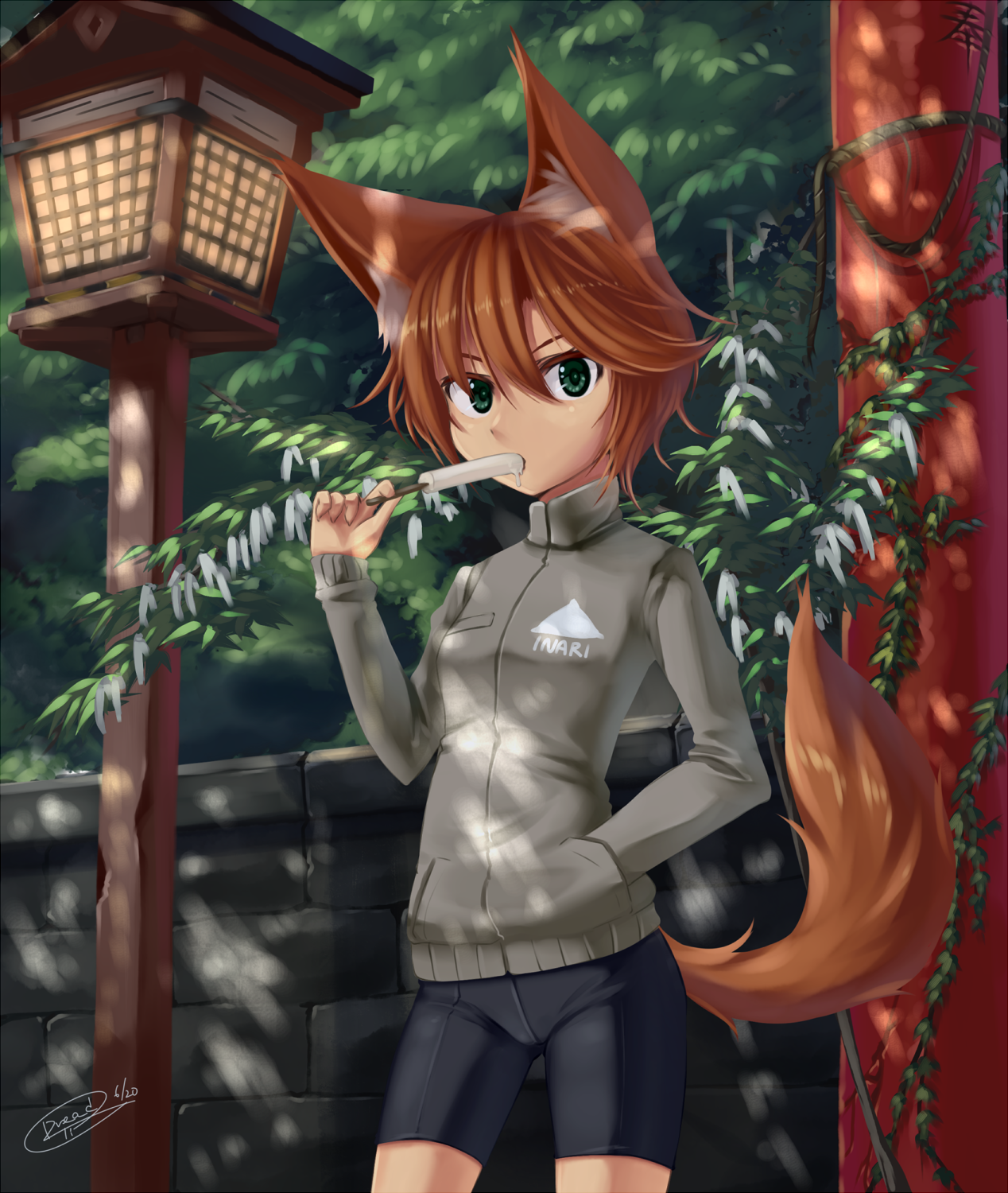 Anime Anime Girls Animal Ears Foxgirl Forest Ice Cream 1268x1500