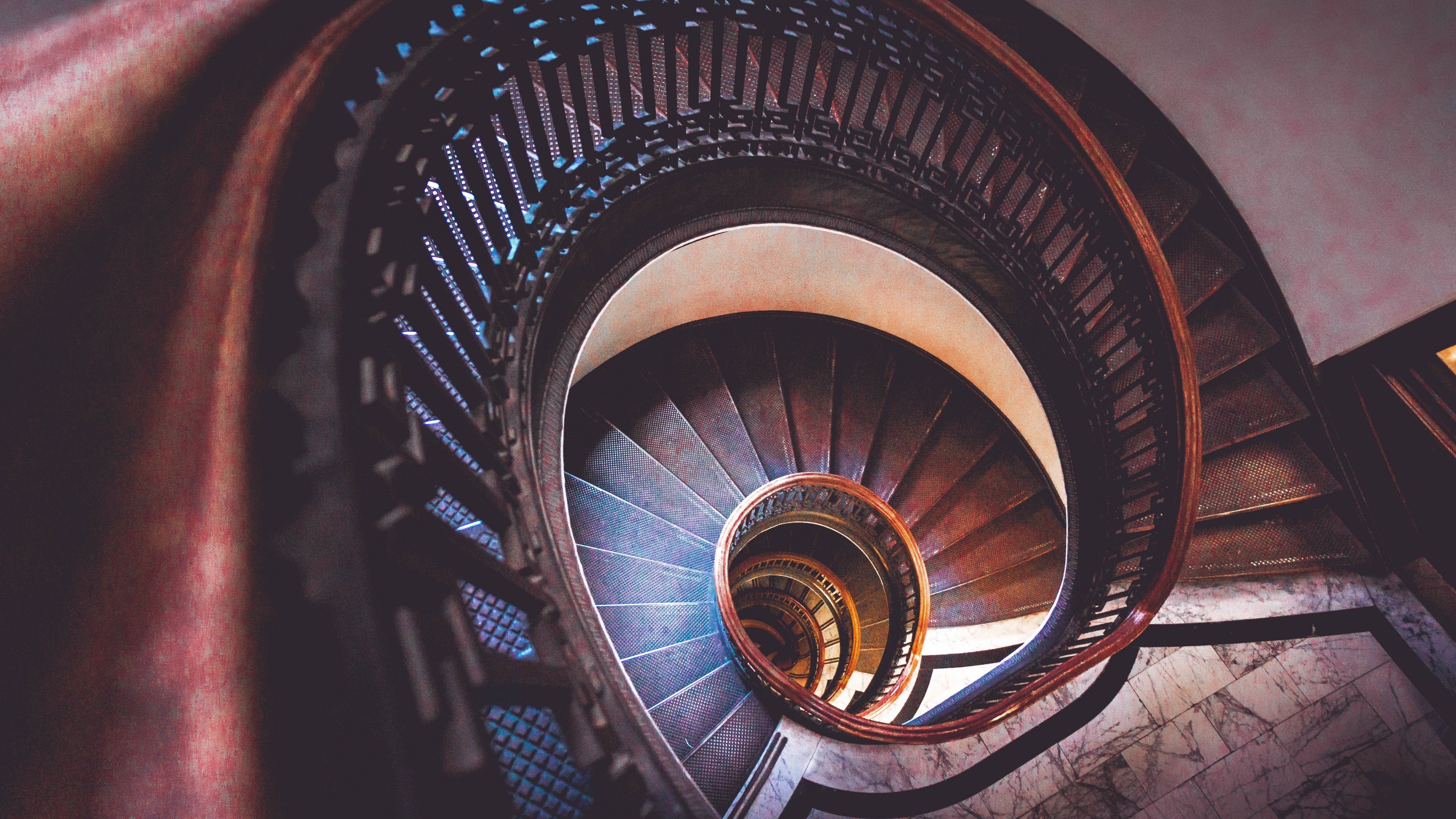 Photography Spiral Staircase Depth Of Field Wood 3840x2160