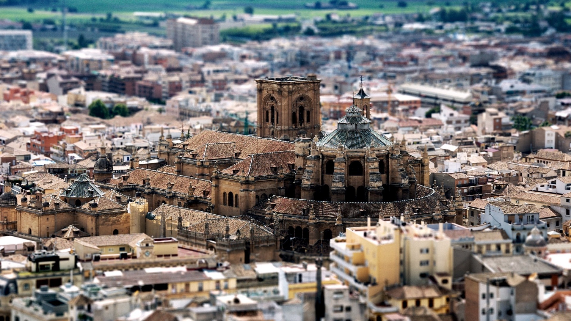 Cityscape Building Tilt Shift Spain Granada 1920x1080