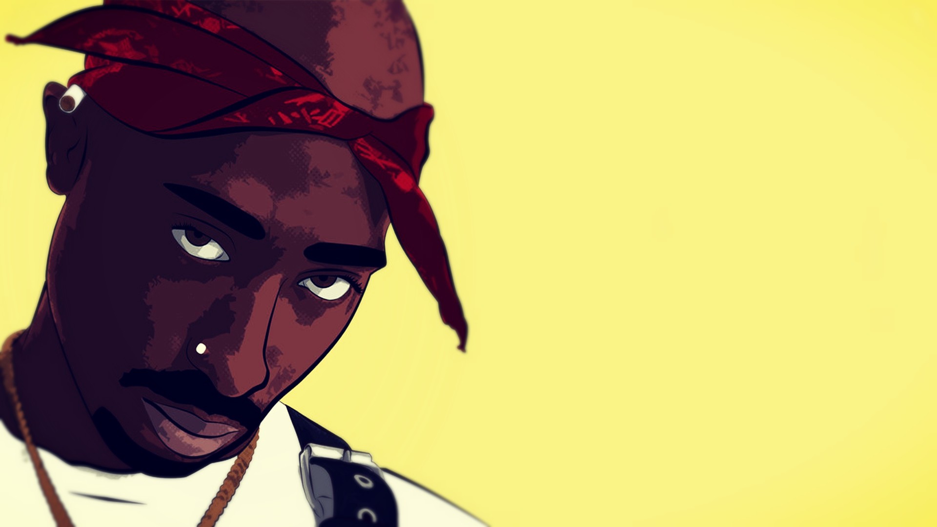 2Pac Rapper Men Artwork Yellow Background Cigarettes 1920x1080