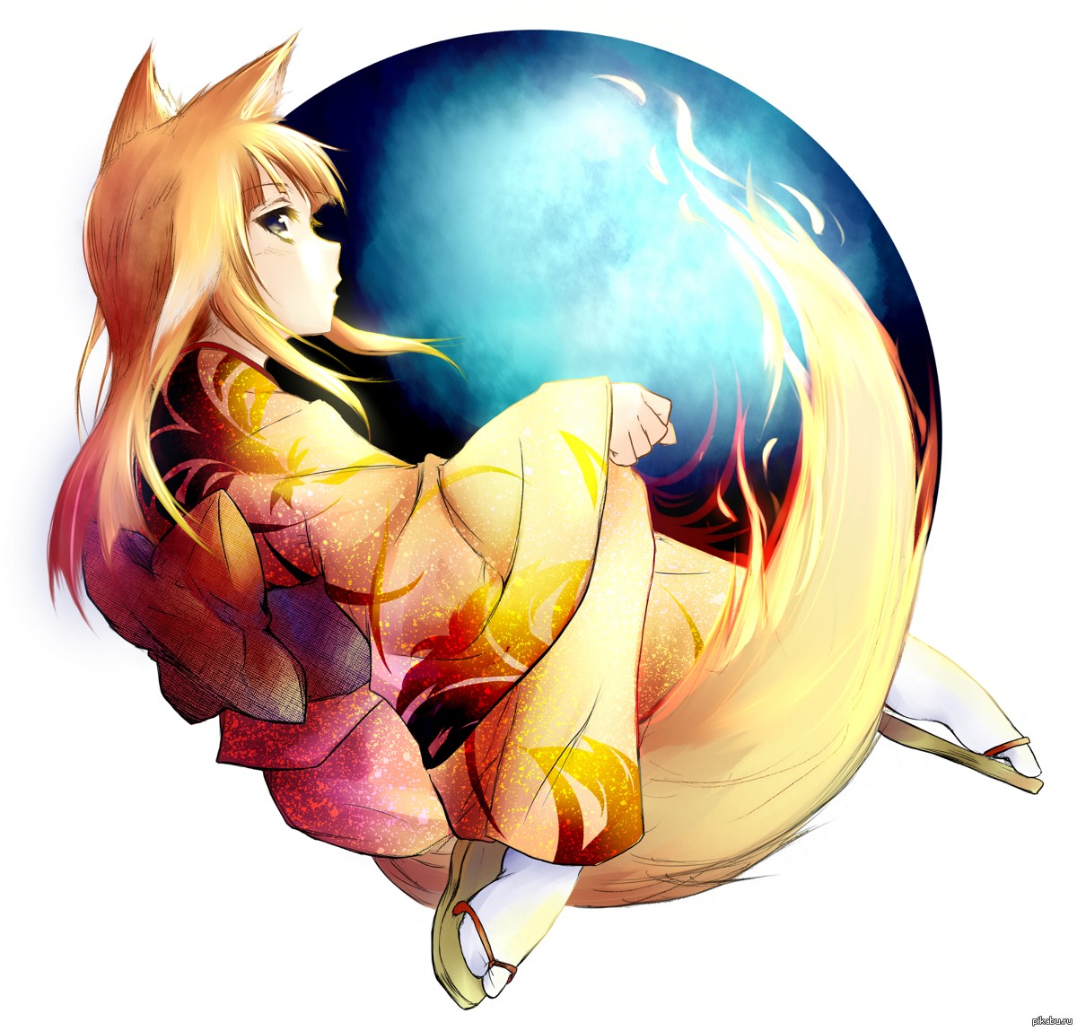 Mozilla Firefox Anime Girls Traditional Clothing Kimono Anime 1200x1149