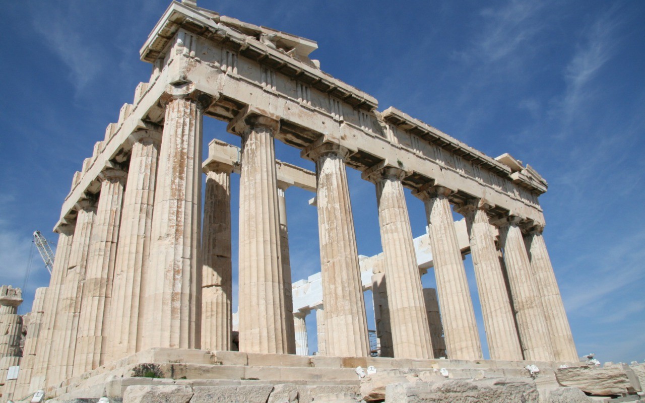 Low Angle Greek Columns Ancient Greek Sculpture Photography Greece Athens 1280x800