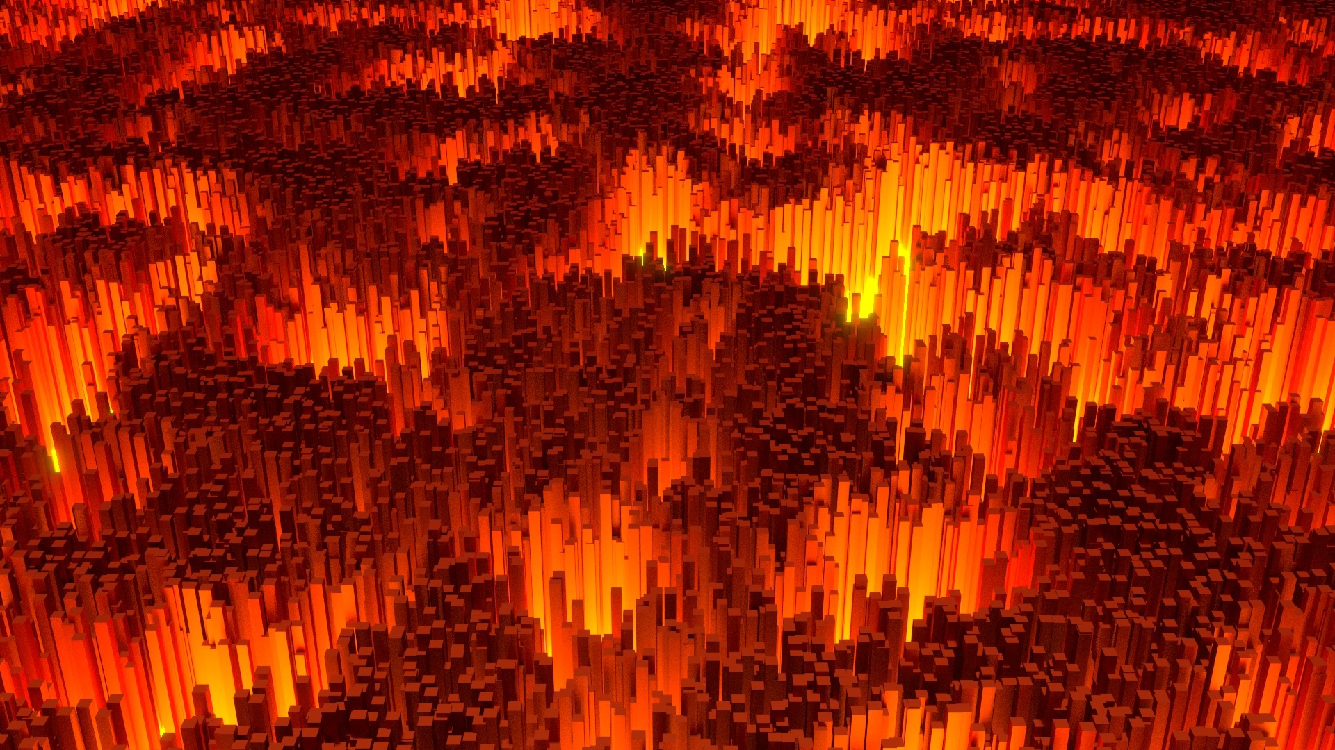 Digital Art Abstract Lights 3D Beams Artwork Orange Red 1920x1080