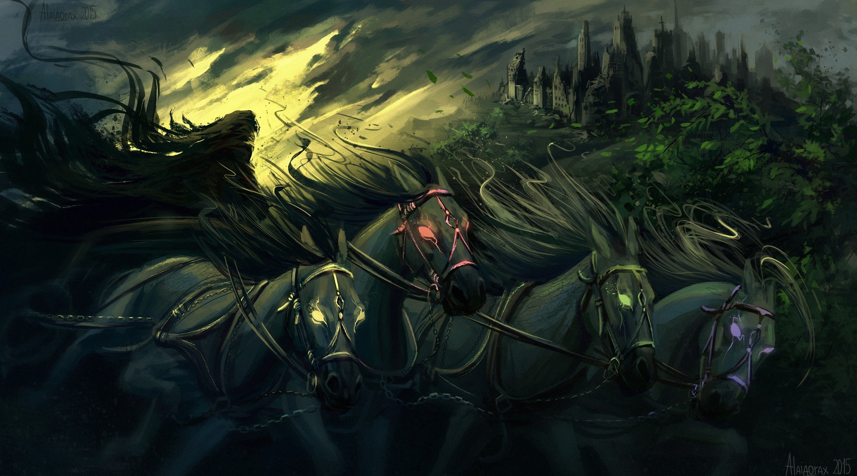 Fantasy Art Horse Artwork Death Four Horsemen Of The Apocalypse Grim Reaper 2995x1665