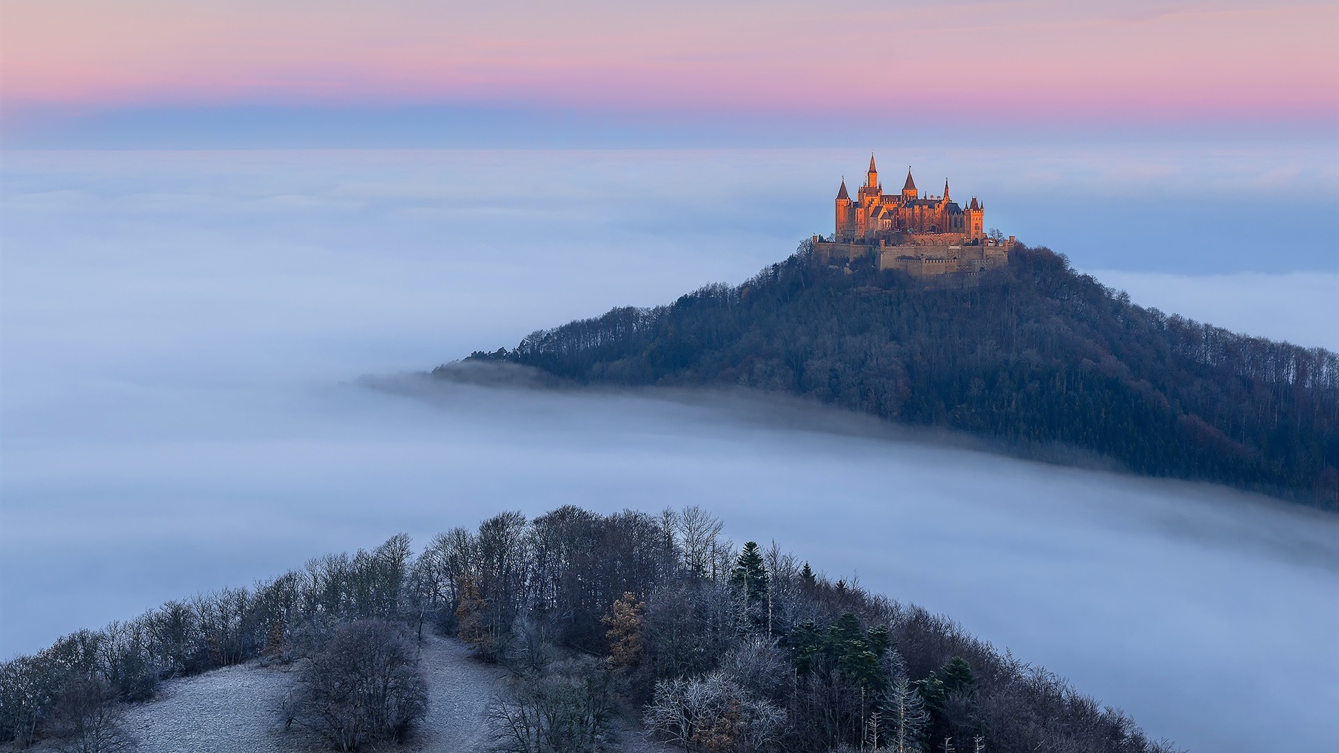 Castle Forest Clouds Nature Hills Landscape Castle Hohenzollern Hohenzollern 1920x1080