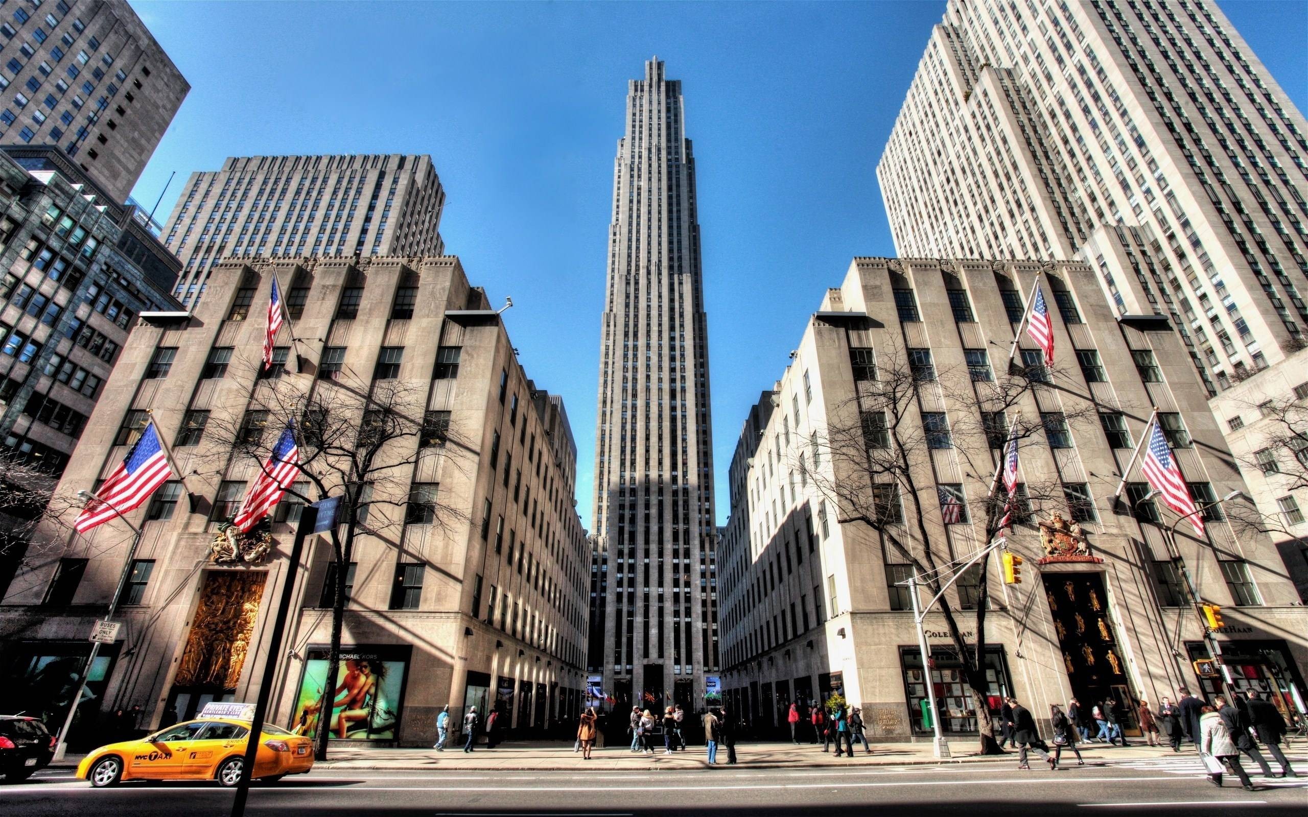 Cityscape Building Street 30 Rockefeller Plaza New York City 2560x1600