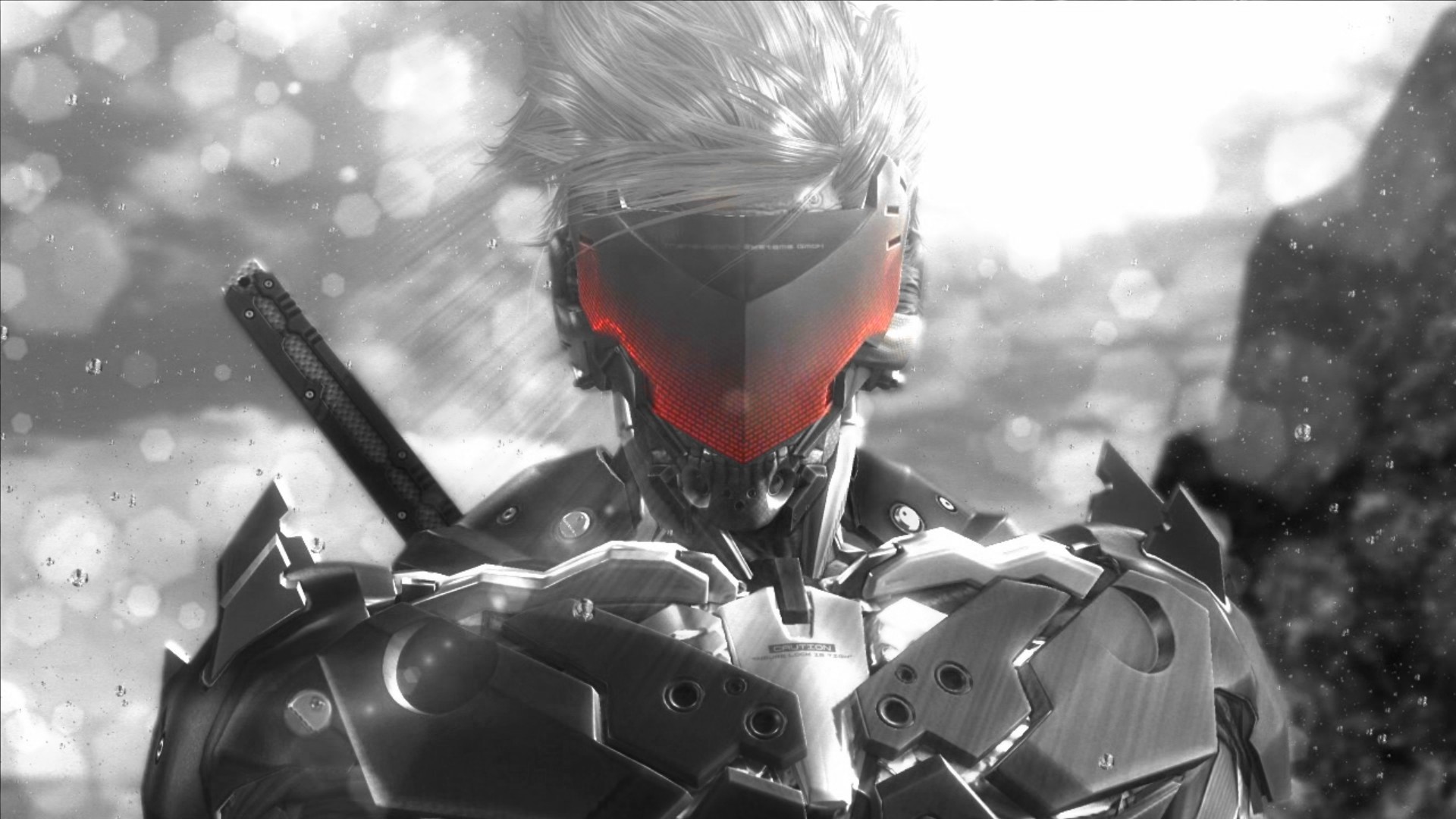 Metal Gear Rising Revengeance Raiden Ninja Robots Sword Glowing Monochrome Cyborg 1920x1080