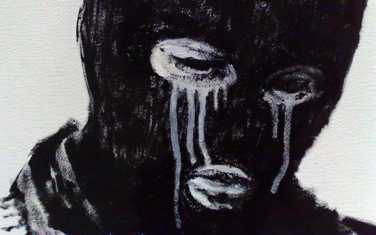 Street Art Painting Men Mask Sad Crying Artwork Black Terrorist 1280x800