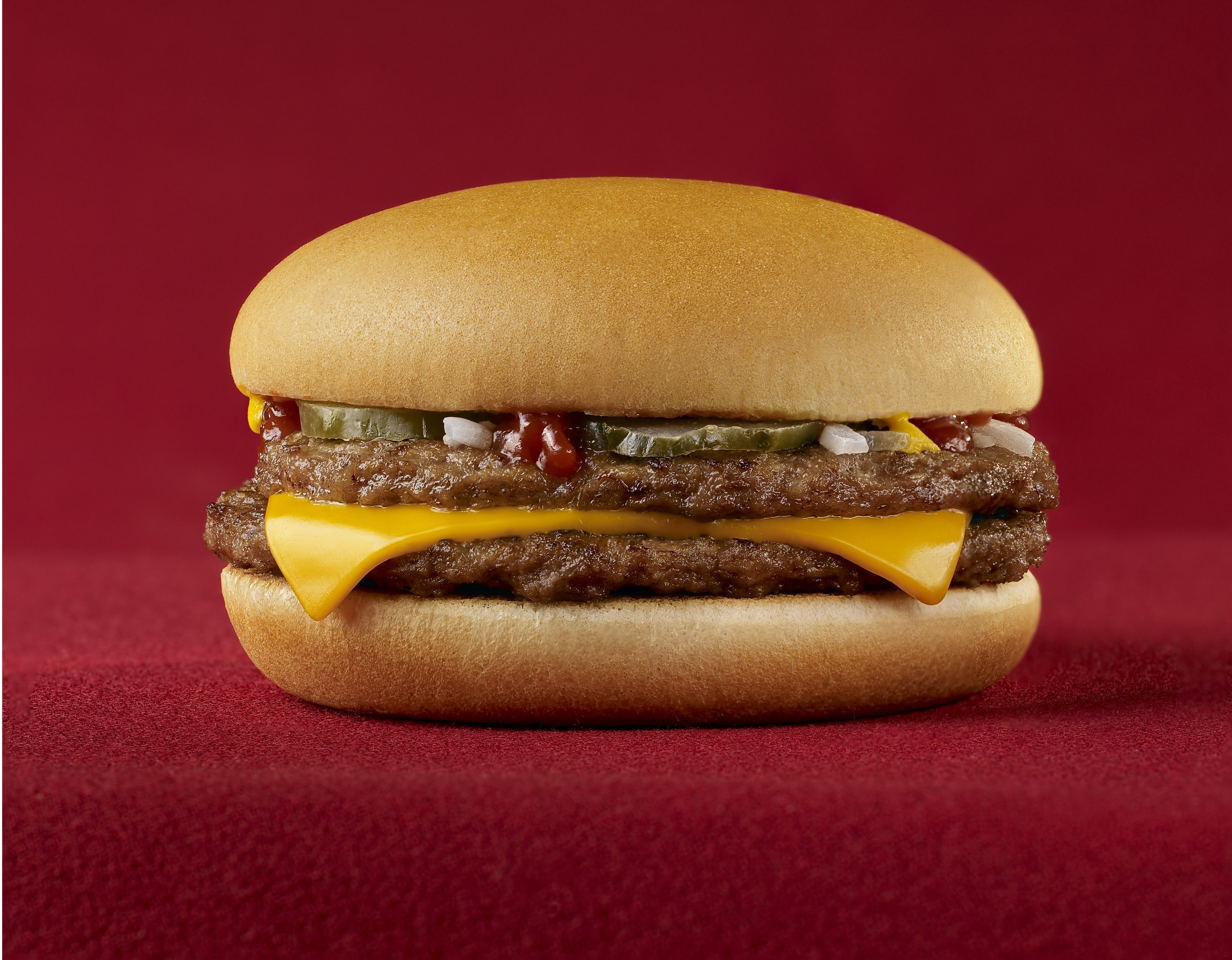Food Burgers Meat Red Background McDonalds 5000x3897