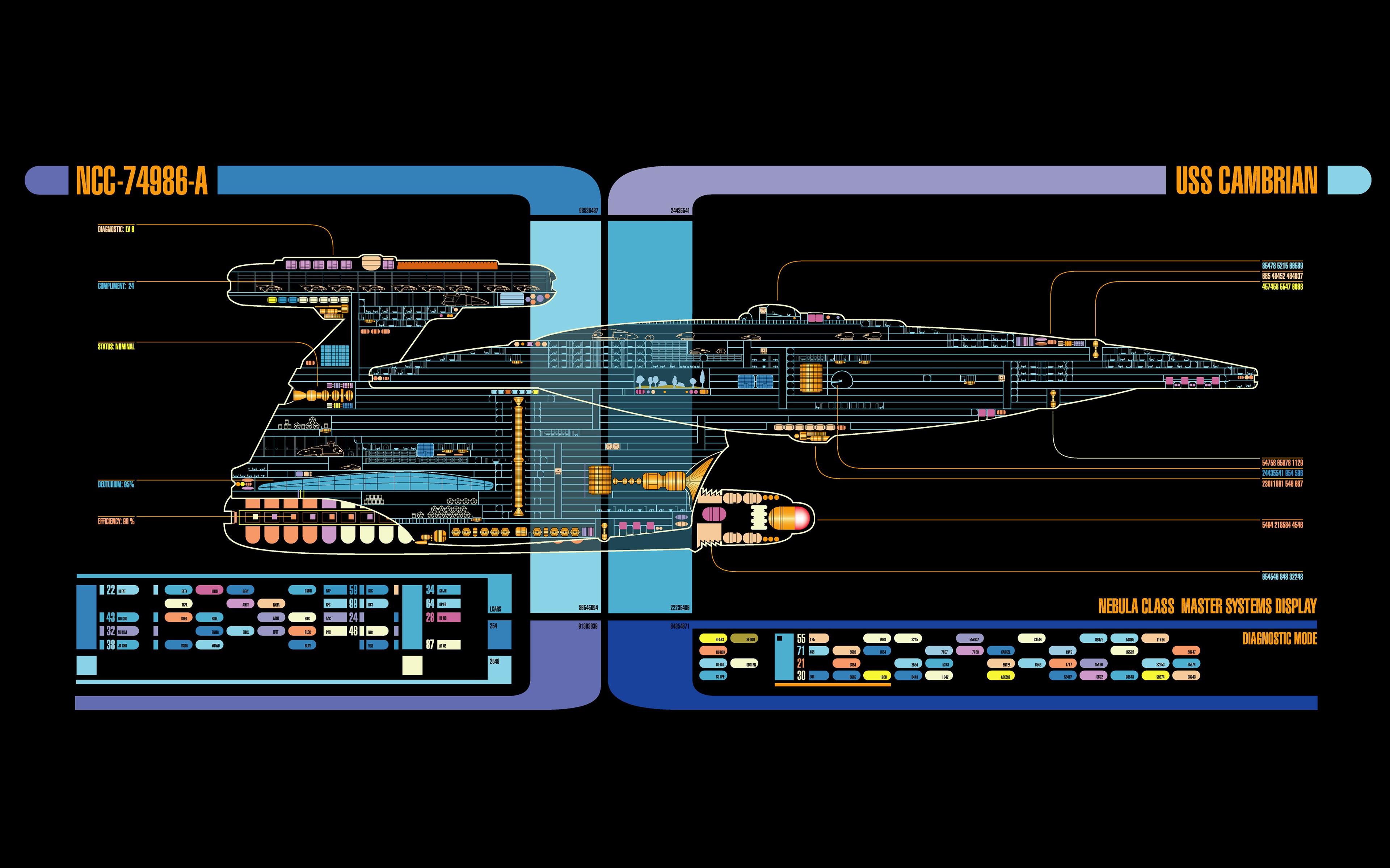 Star Trek LCARS Spaceship Schematic 3840x2400