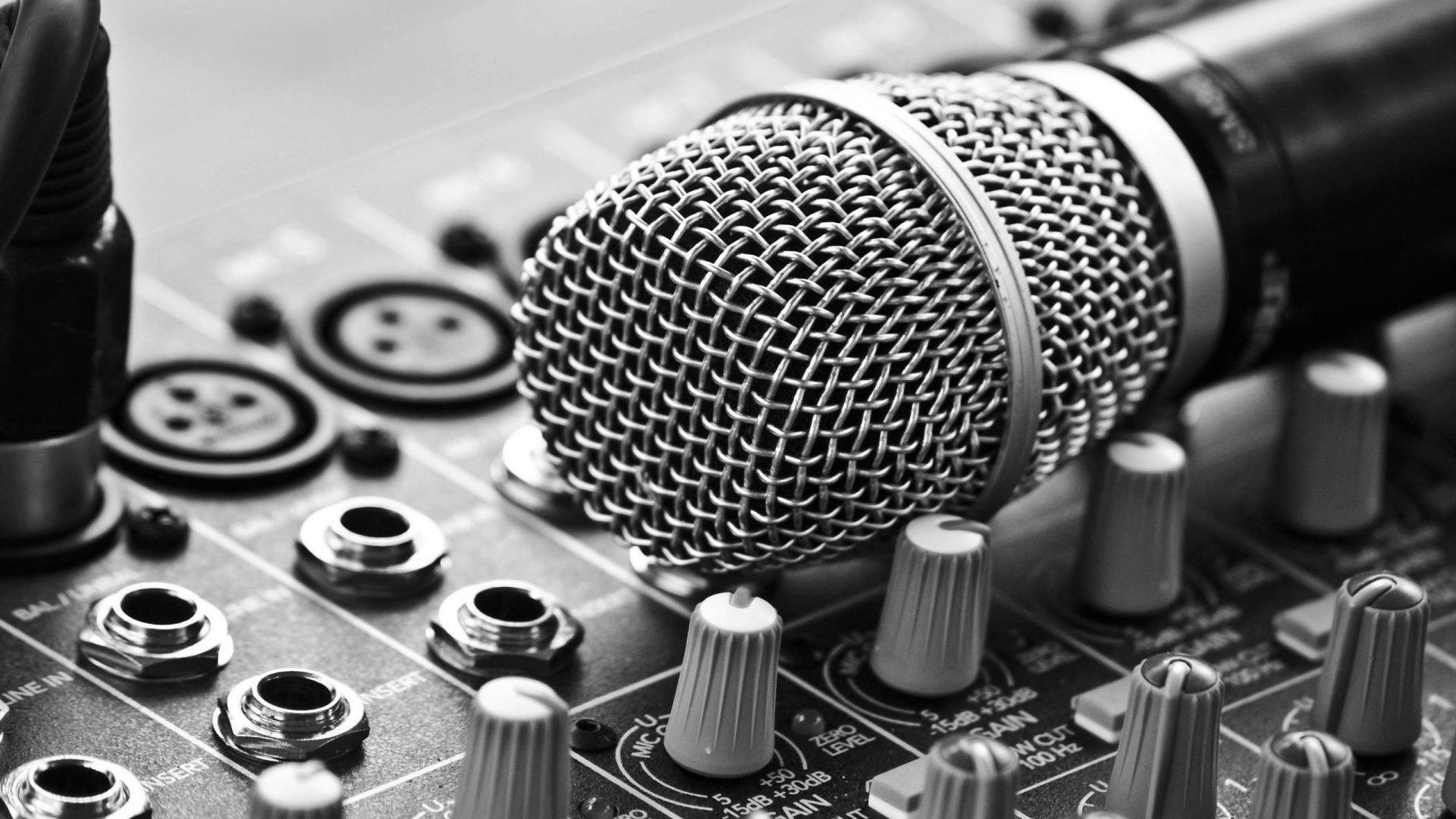 Monochrome Photography Closeup Microphone Mixing Consoles Technology Music Depth Of Field Buttons 1920x1080