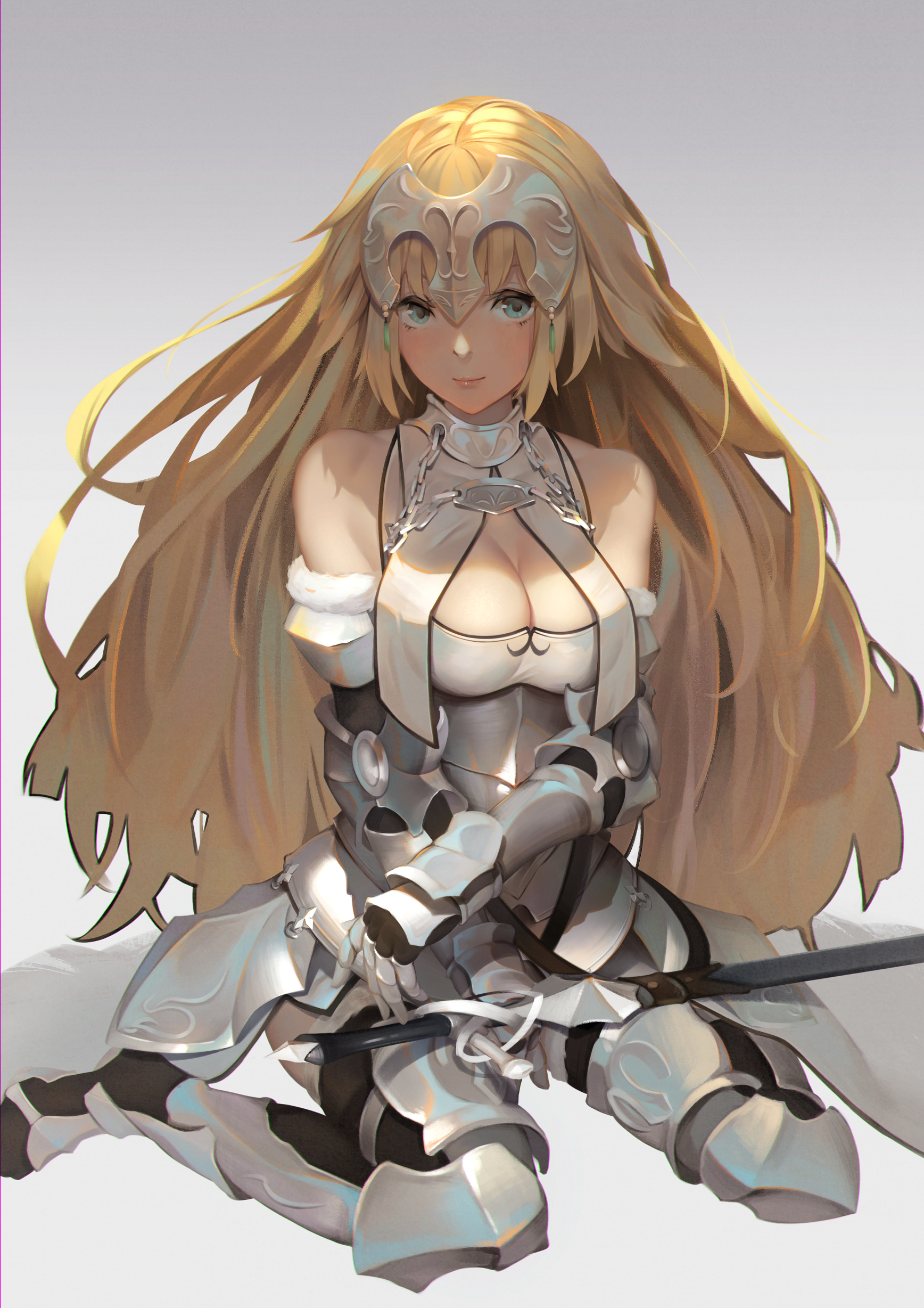 Jeanne DArc Fate Grand Order Fate Grand Order Fate Series Anime Girls Women Fan Art Blonde Long Hair 1736x2456