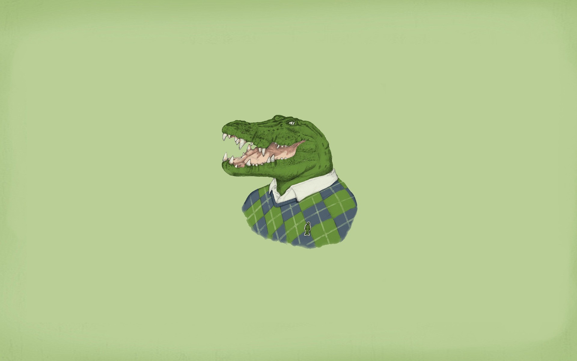 Crocodiles Animals Artwork Simple Background Green Green Background Humor 1920x1200