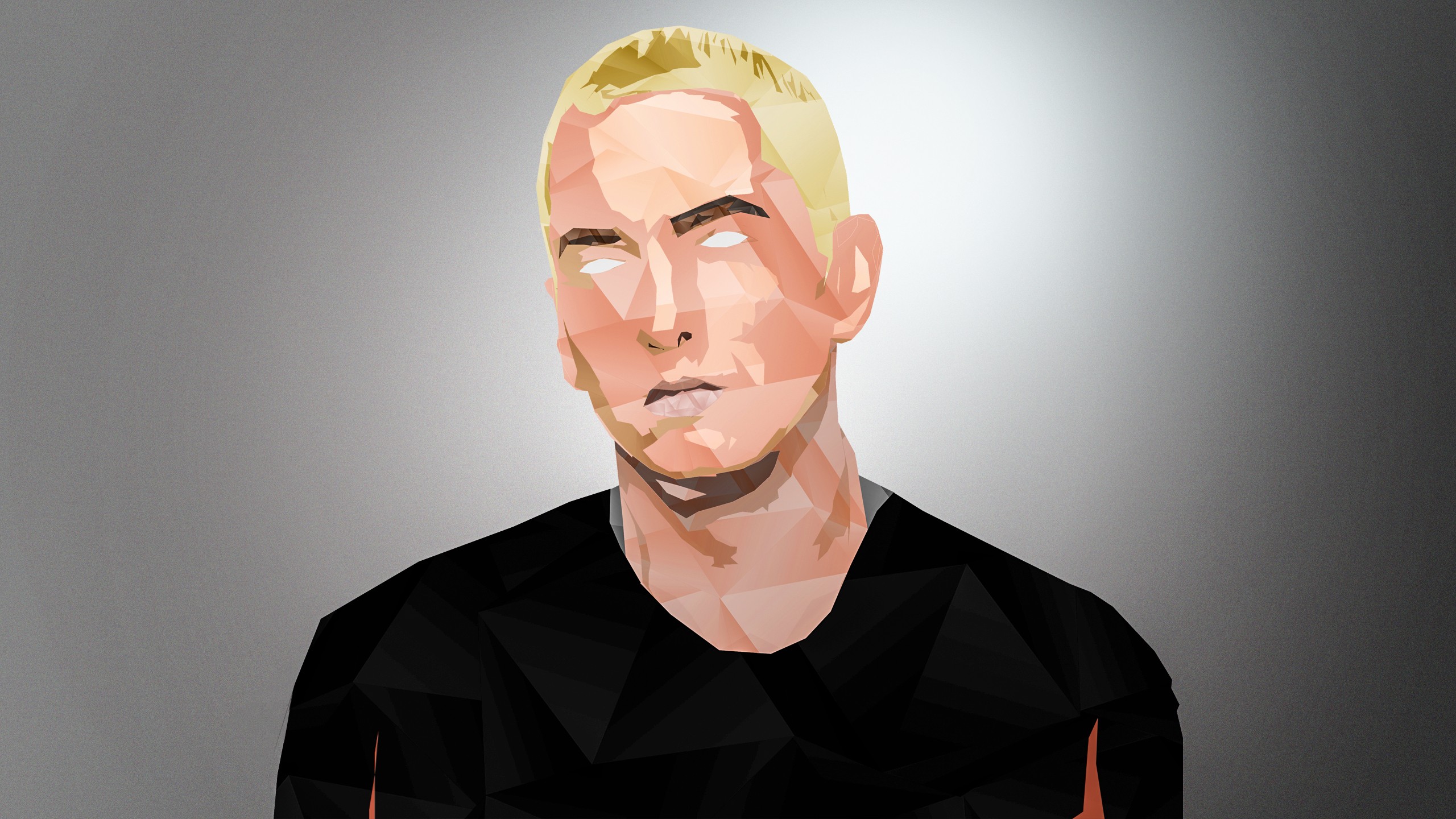 Eminem Shadyxv Marshall Mathers Low Poly Rap Singer Artwork 2560x1440