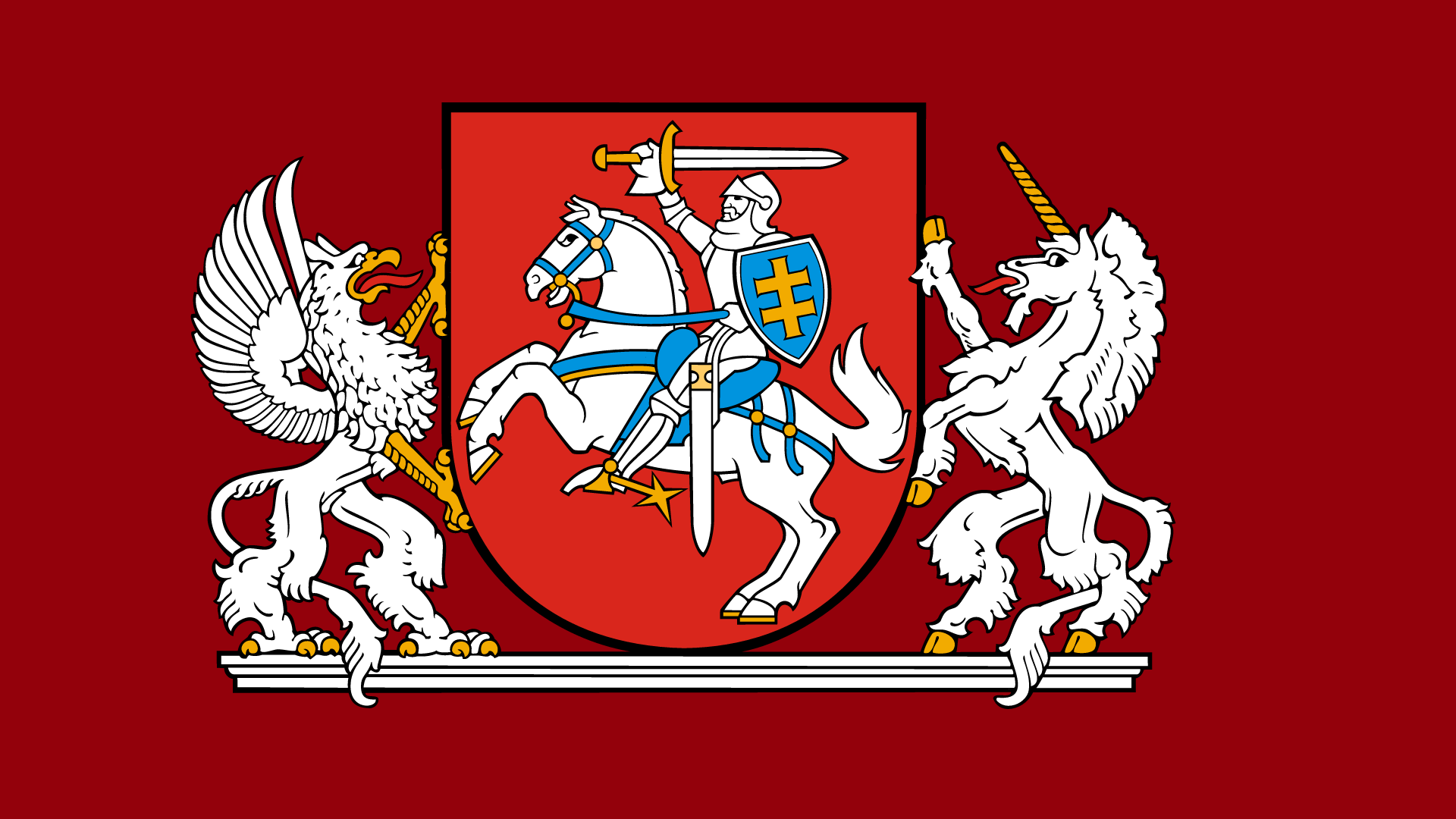 Lithuania Coat Of Arms Flag Horseman 1920x1080
